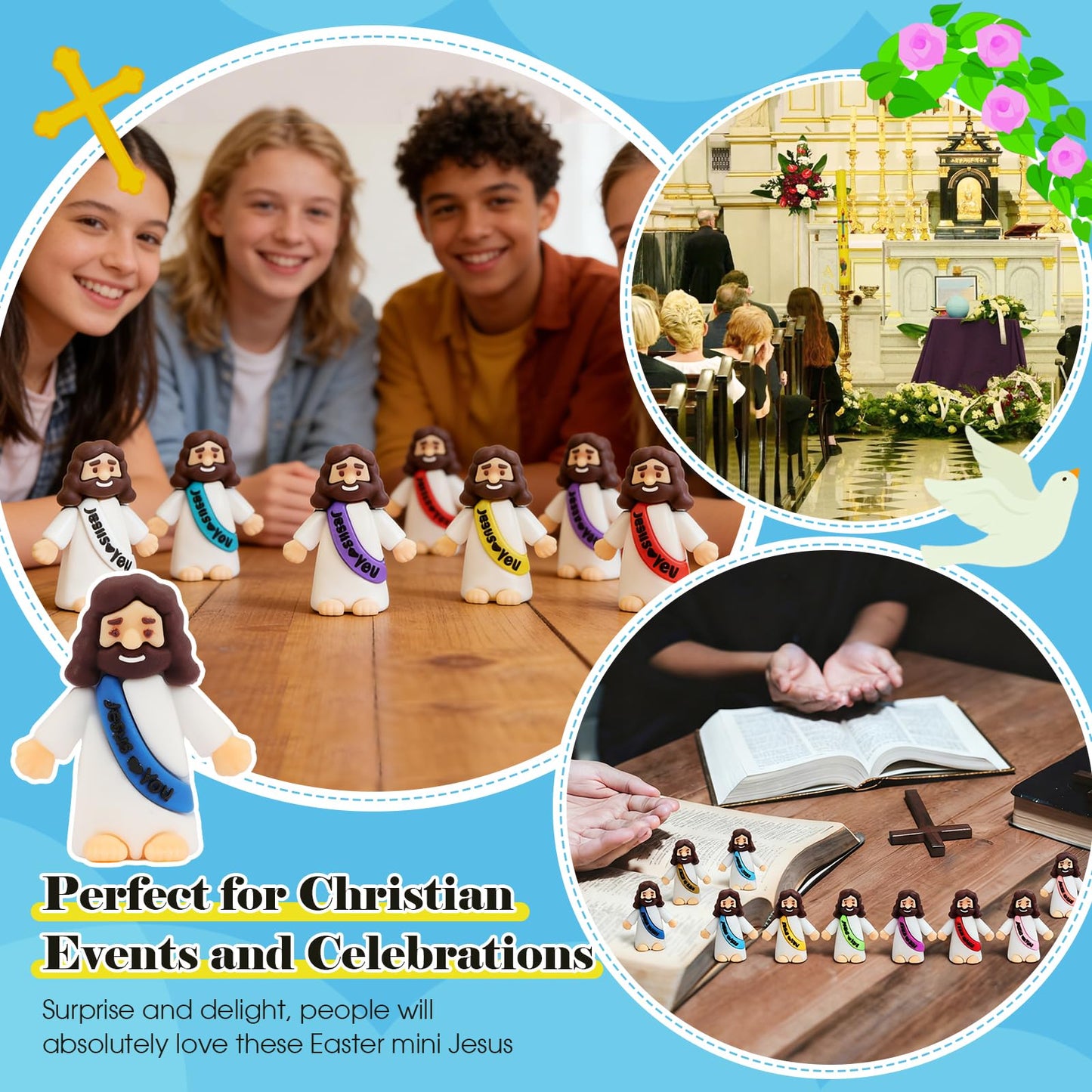 210 Pack Little Jesus Figurines in Bulk, Pocket Jesus Loves You, Jesus Small Figures, Little Tiny Jesus Figures for Church Christmas Party Favors Baptism Gifts Religious Gifts for Easter Egg Stuffers