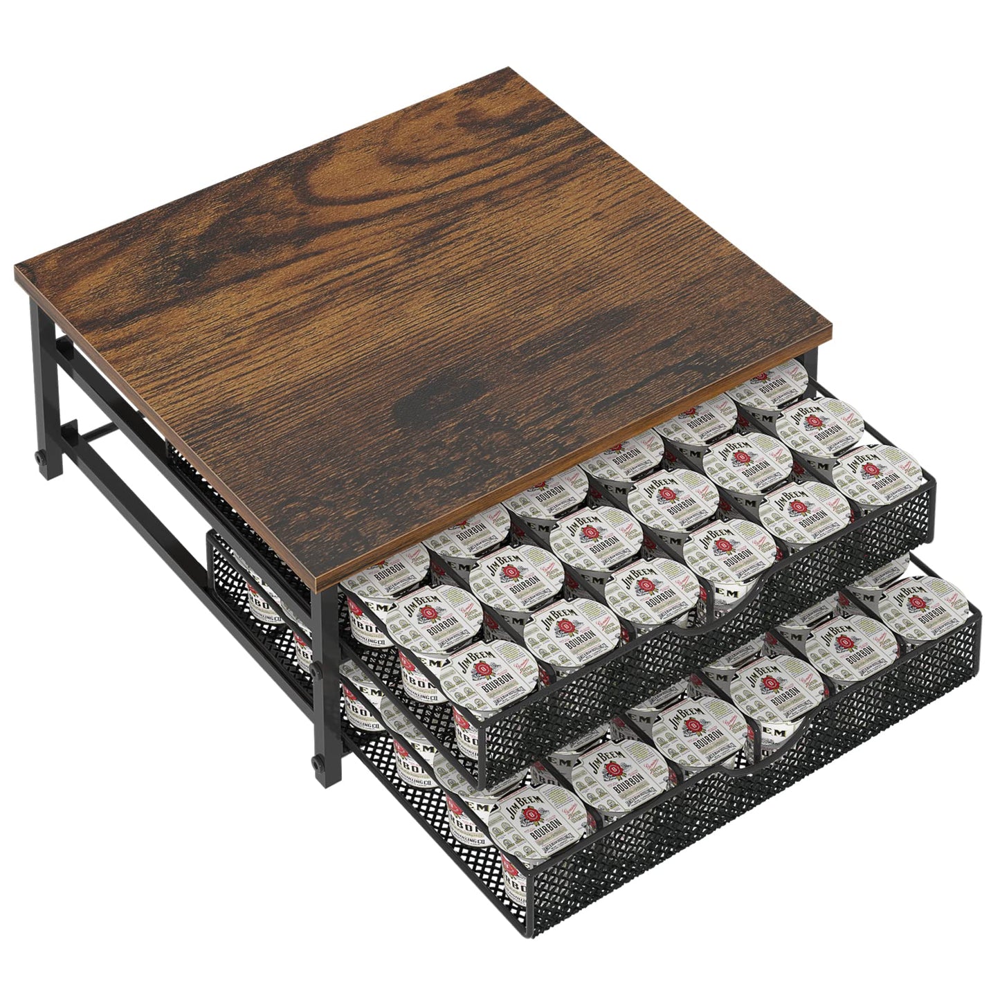 Coffee Pod Holder For Counter, Coffee Pod Drawer for K Cup Storage Drawer Holder, 72 Capacity Pods Storage Organizer Cups Capsule with Sliding Baskets for Coffee Station, Black