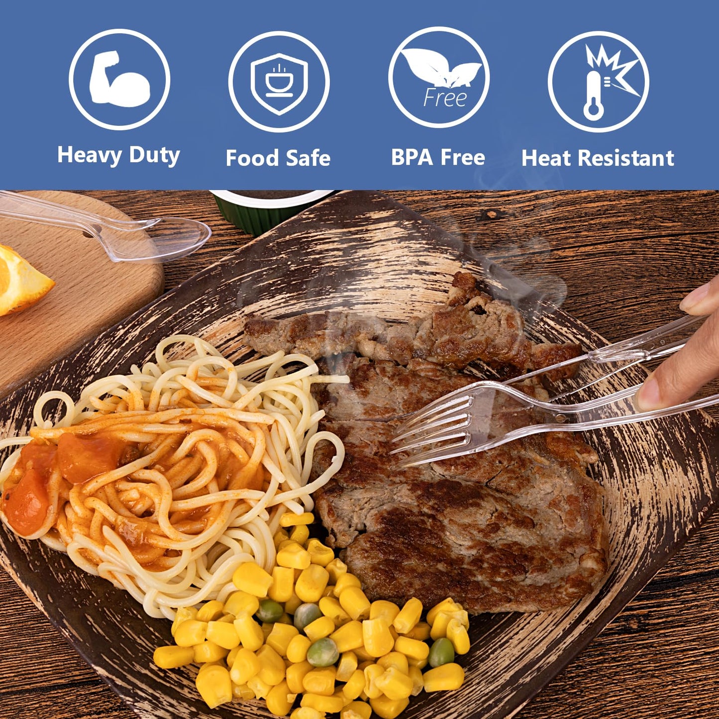 1000 Count Plastic Silverware Heavy Duty - 500 Spoons, 500 Forks, BPA-Free, Heat Resistant, Disposable Plastic Utensils Set, Plastic Cutlery Set, Plasticware Bulk for Party