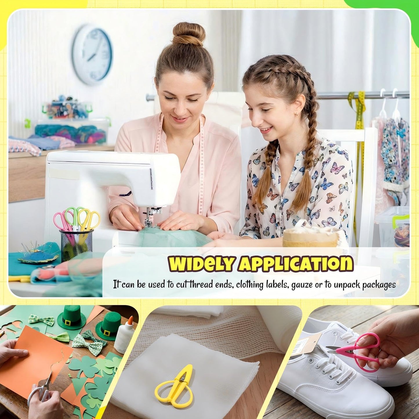 Mixweer 36 Pcs Mini Scissors Thread Tiny Colorful Travel Scissors 2.56 x 1.65 Inch Back to School Sewing Small Tool Embroidery Craft Clipper with Cover (Pink,Green,Yellow,Blue)