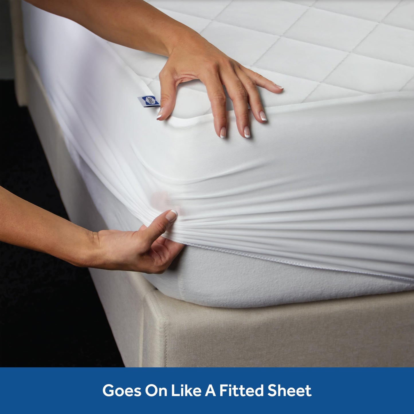 Sealy Luxury 100% Cotton Soft Top Layer, High Loft Comfort EternaLoft Fiberfill, Durable Stretch Corners Mattresses 18 Inches Deep Machine Washable Fitted Mattress Pad, King Size, White