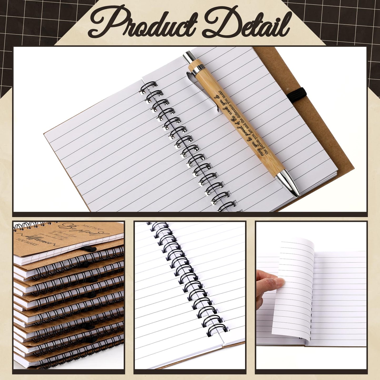 Tenceur 30 Pack Spiral Notebooks Sets Employee Appreciation Gifts Bulk Inspirational Spiral Journals with Motivational Bamboo Pens Thank You Gifts for Staff Teacher Coworker