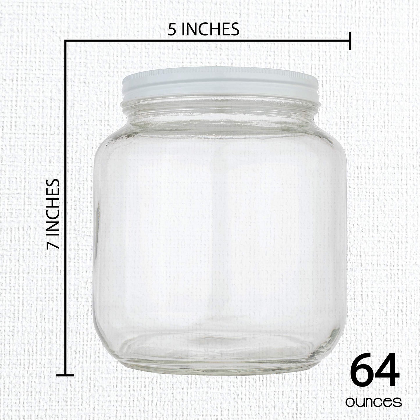 64 oz Mason Jars Wide Mouth - 1/2 Gallon Glass Jar with Lid - Large Mason Jar for Canning, Brewing, Pickling, Storage - Big Mason Jar Made in USA (2 Pack)