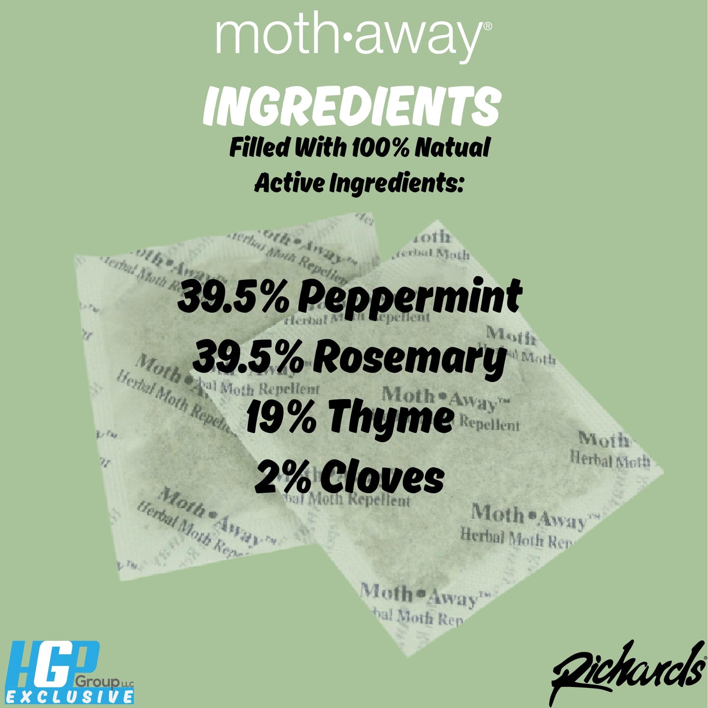 Richards Homewares Moth Away Sachets – 72-Pack Value Pack, Natural Herbal Moth Repellent, Non-Toxic & Chemical-Free, Fresh Scent for Closets, Drawers & Storage – Made in USA
