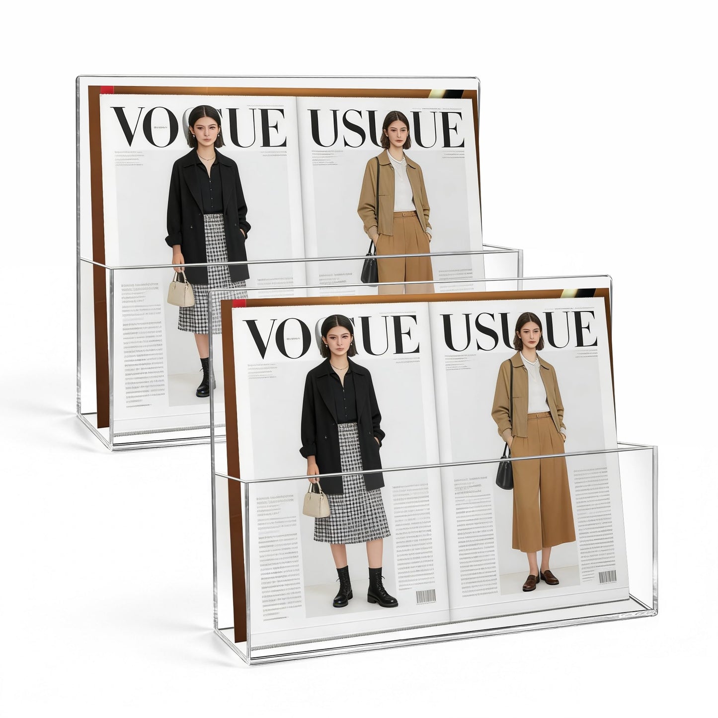 JUESHA 2 Pack Clear Acrylic File Holder Wall Mount Self Adhesive, Letter Size Hanging Paper Organizer, Wall Pocket File Holder Storage for Letter Folder Brochure Magazine Bookshelf Literature Display