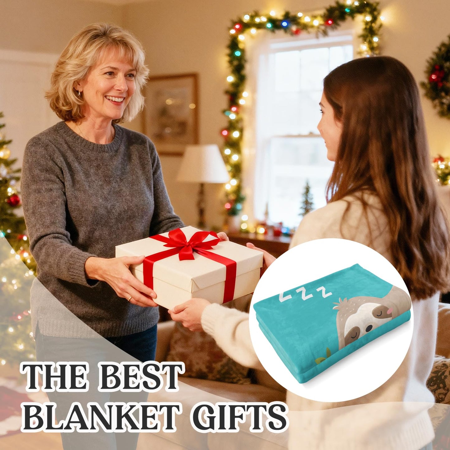 Mothers Day Blanket Gifts for Mom, Moms Birthday Gifts from Daughter Son, Moms Gift for Birthday Mothers Day Christmas Valentines Ideas, Funny Mom is Recharging Sloth Blanket Fleece Throw 60"×50"