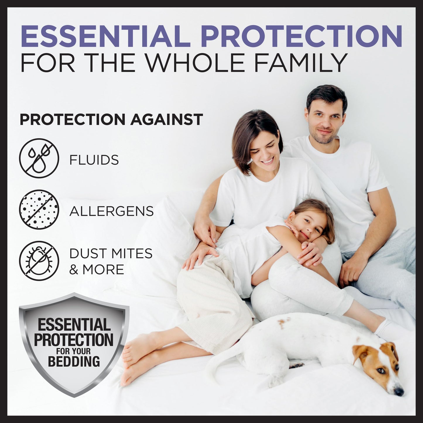Protect-A-Bed Essential Mattress Protector King, Dust Mite Resistant, Noiseless and Odor-Resistant Mattress Cover, 100% Waterproof Top, Machine Washable, Fits 11"-18" Mattresses