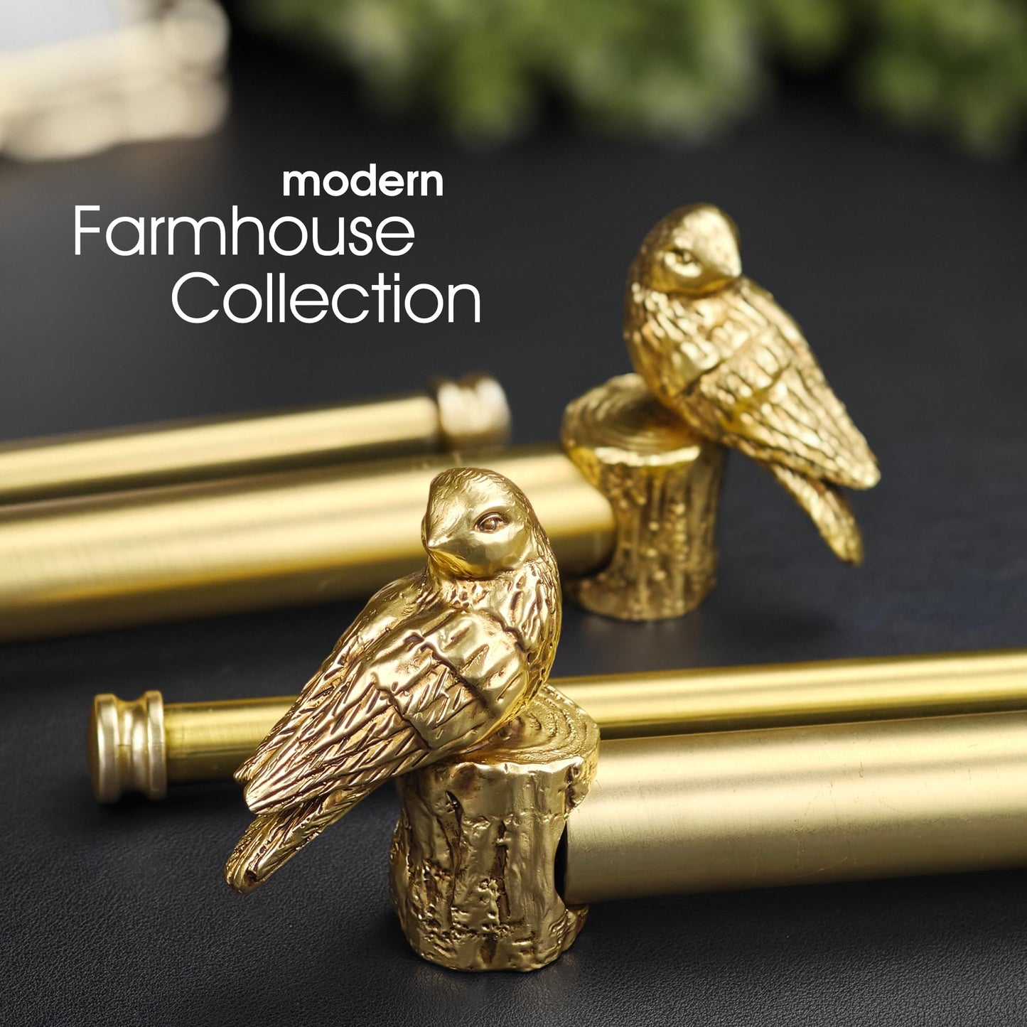 ILAISIHOME 1-1/8 Inch Diameter Brushed Gold Curtain Rod with Bird Design Finials, 72-144'' Telescoping Double Curtain Rods for window width 68-140 inch, Decorative Drapery Rods for Bedroom,Living Room