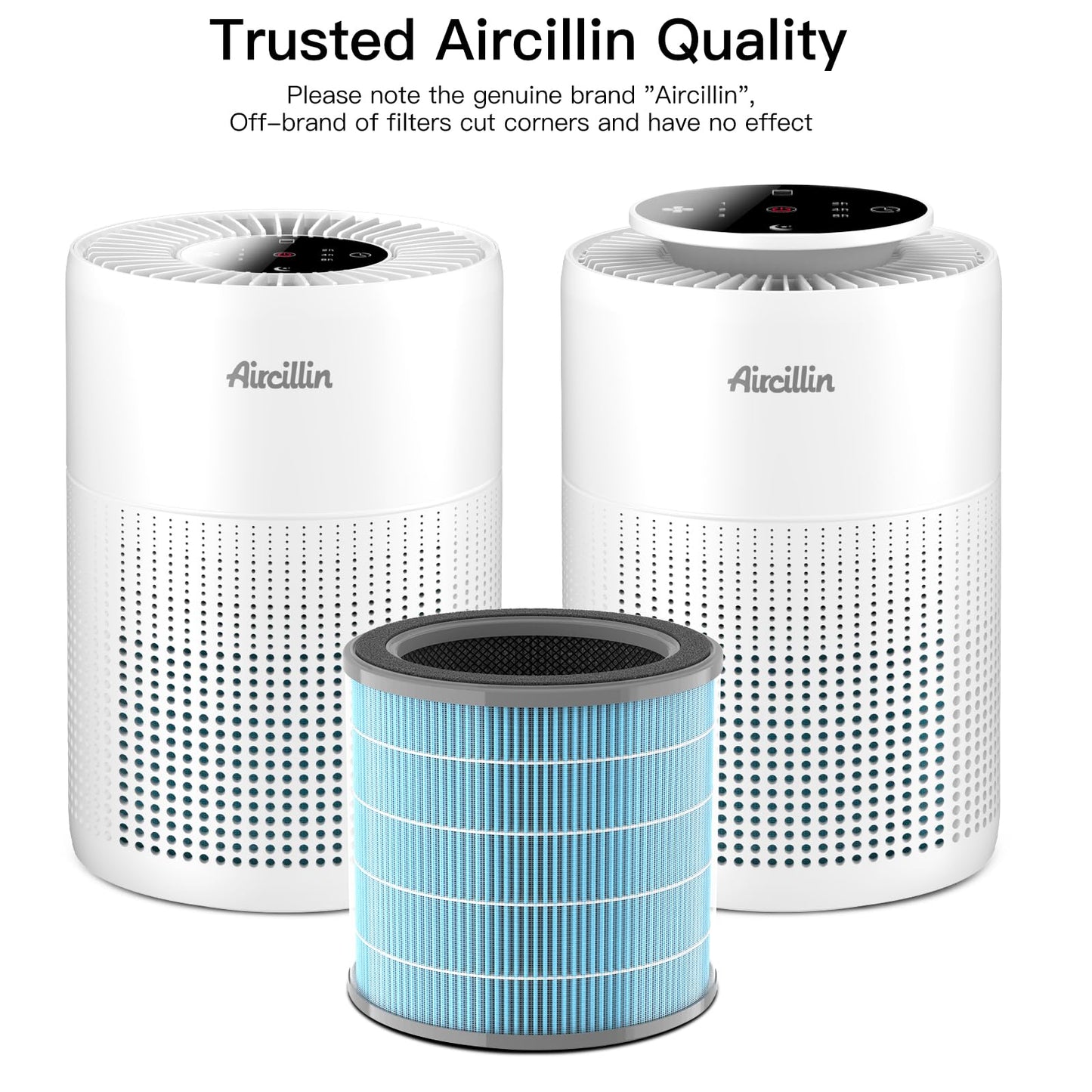 Aircillin Air Purifier AP070A & AP070B Replacement Filters, Efficiency Activated Carbon, High-efficiency HEPA Filter, 4 Pack