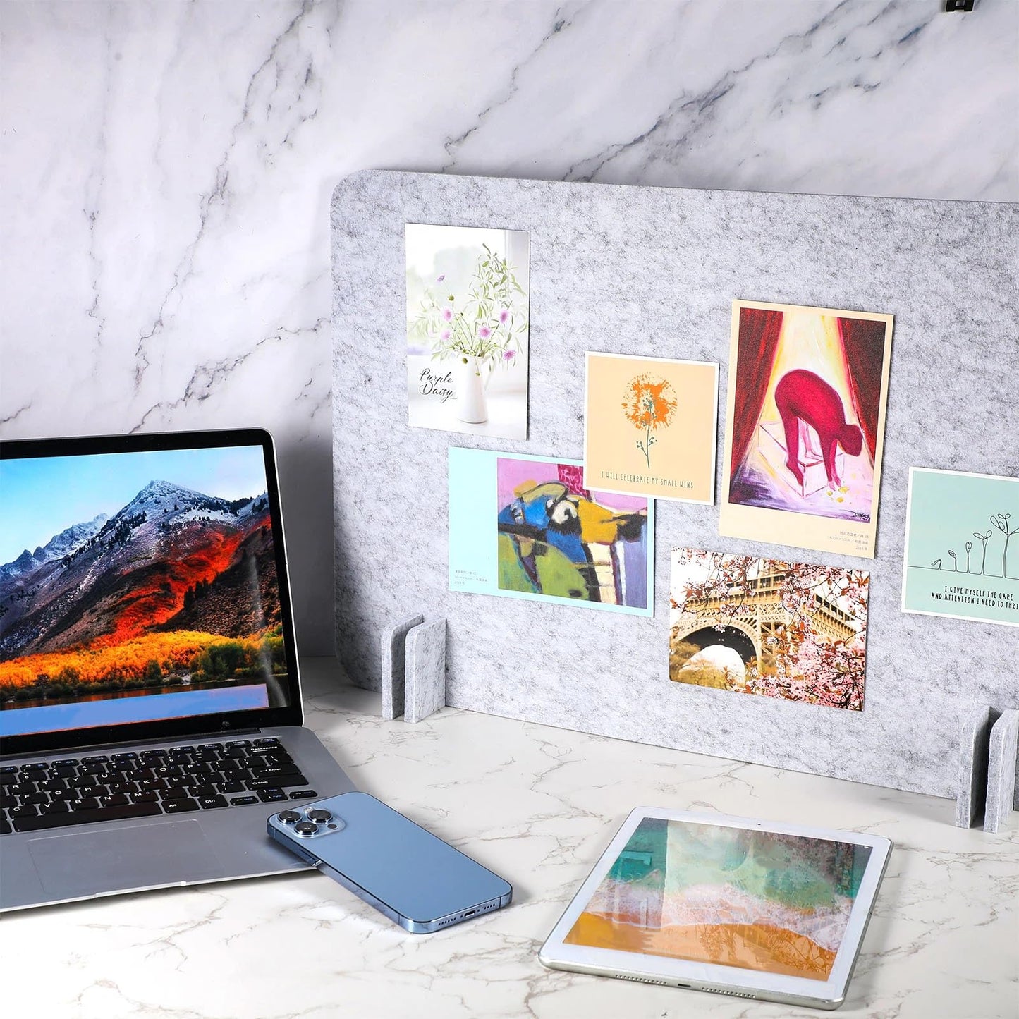 Fabbay 2 Pcs Acoustic Freestanding Desk Divider Desk Partition 16 x 24 Inch Table Freestanding Privacy Panel Visual Distraction and Noise Reducing for Office Classroom (Silver Gray)
