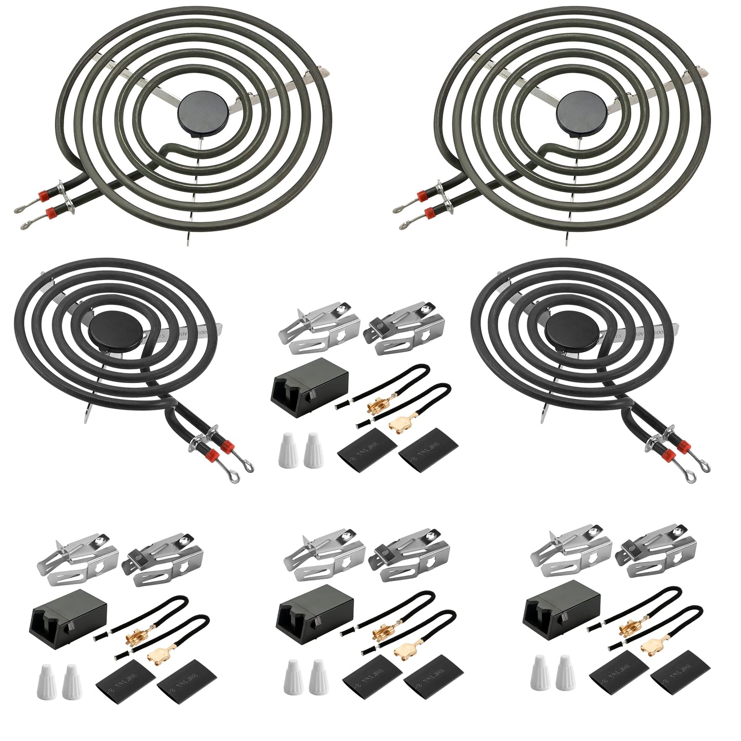 MP22YA Electric Range Burner Element Unit Set with 330031 Range Burner Receptacle Kit Fit for Ken-more Whirl-pool Frigi-daire May-tag Ranges/Stoves by Fetechmate