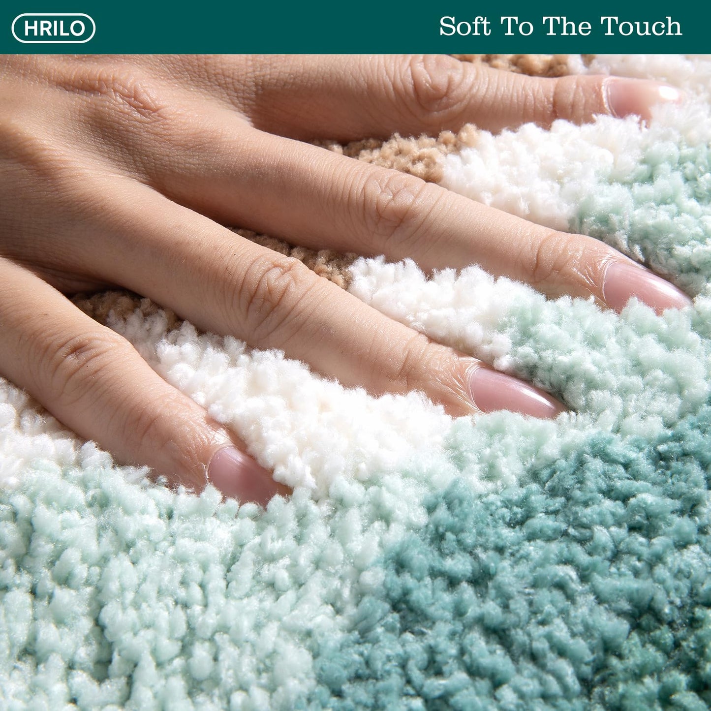 HRILO Microfiber Bathroom Rugs, Absorbent Soft Shaggy Carpet Floor Mats for Shower Tub Sink Toilet, Non-Slip Plush Carpet Floor Mats for Living Room Bedroom Kitchen ，Green，32 X 20 Inches