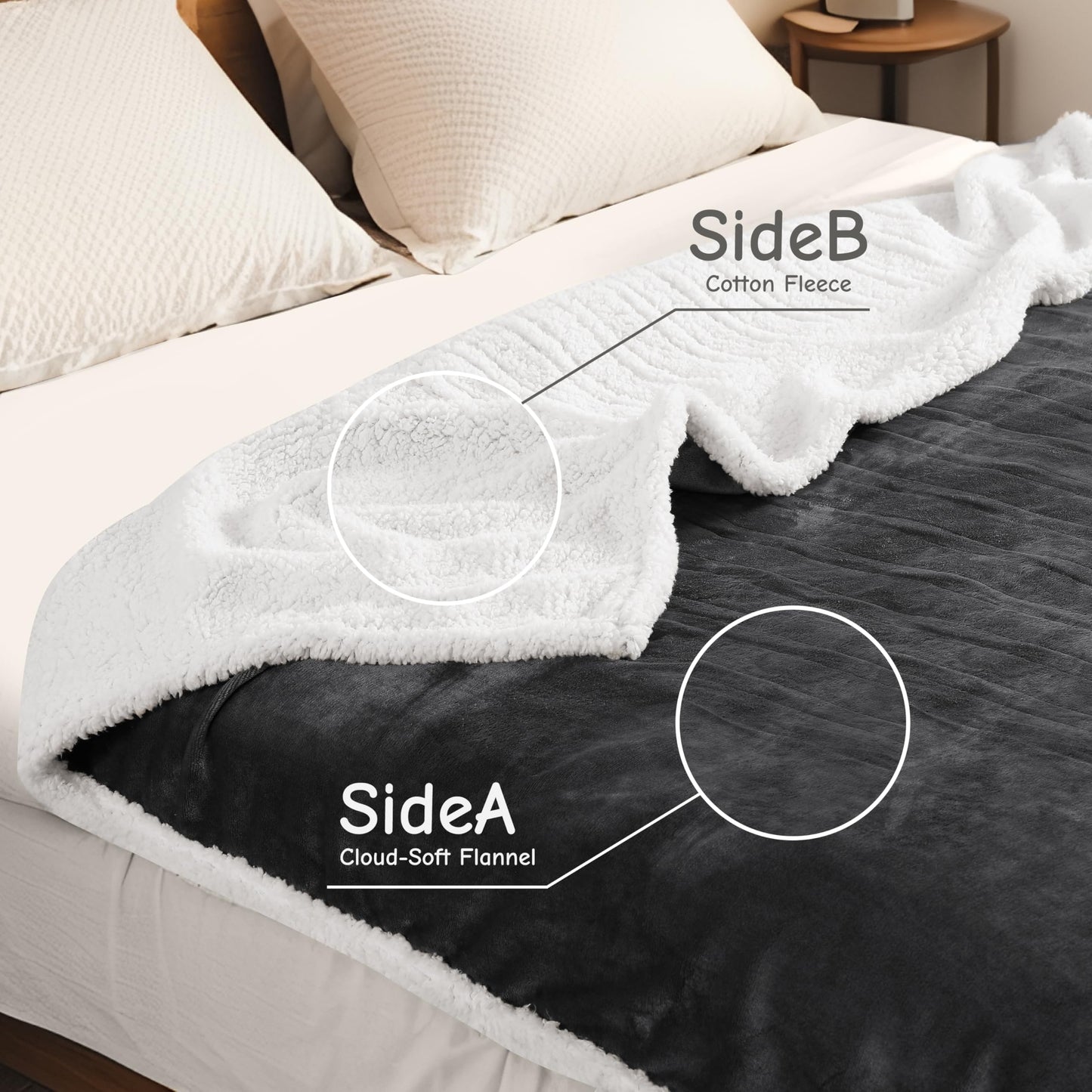 Electric Heated Blanket Full Size 72"x84", Soft Flannel with Overheat Protection, 9 Adjustable Heat Settings & 10-Hour Auto-Off Timer, Fast Heating for Winter Comfort, for Couch & Bed, Dark Gray