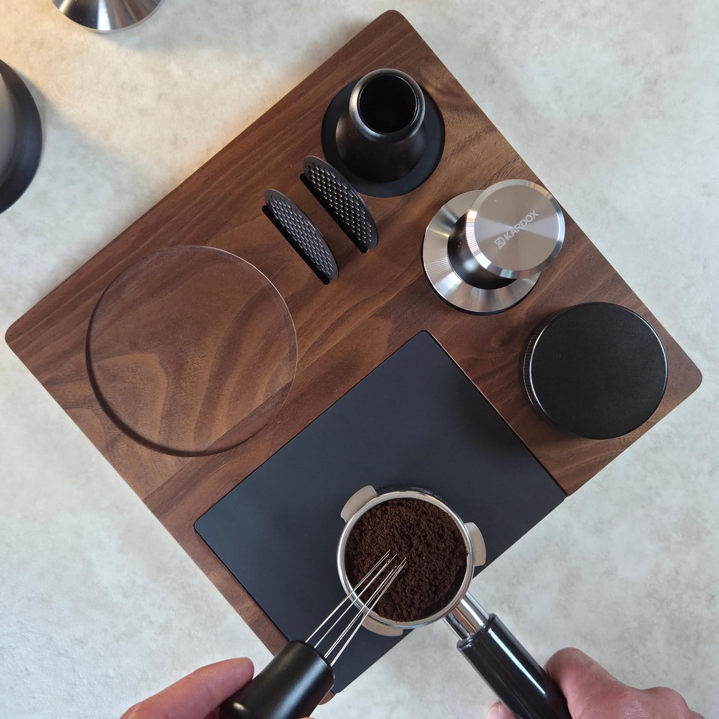KARDOX Espresso Tamping Mat fit for 49/51/53/58mm Espresso Accessories. Espresso Mat. Tamp Mat. Espresso Tamping Station. Tamper Mat.
