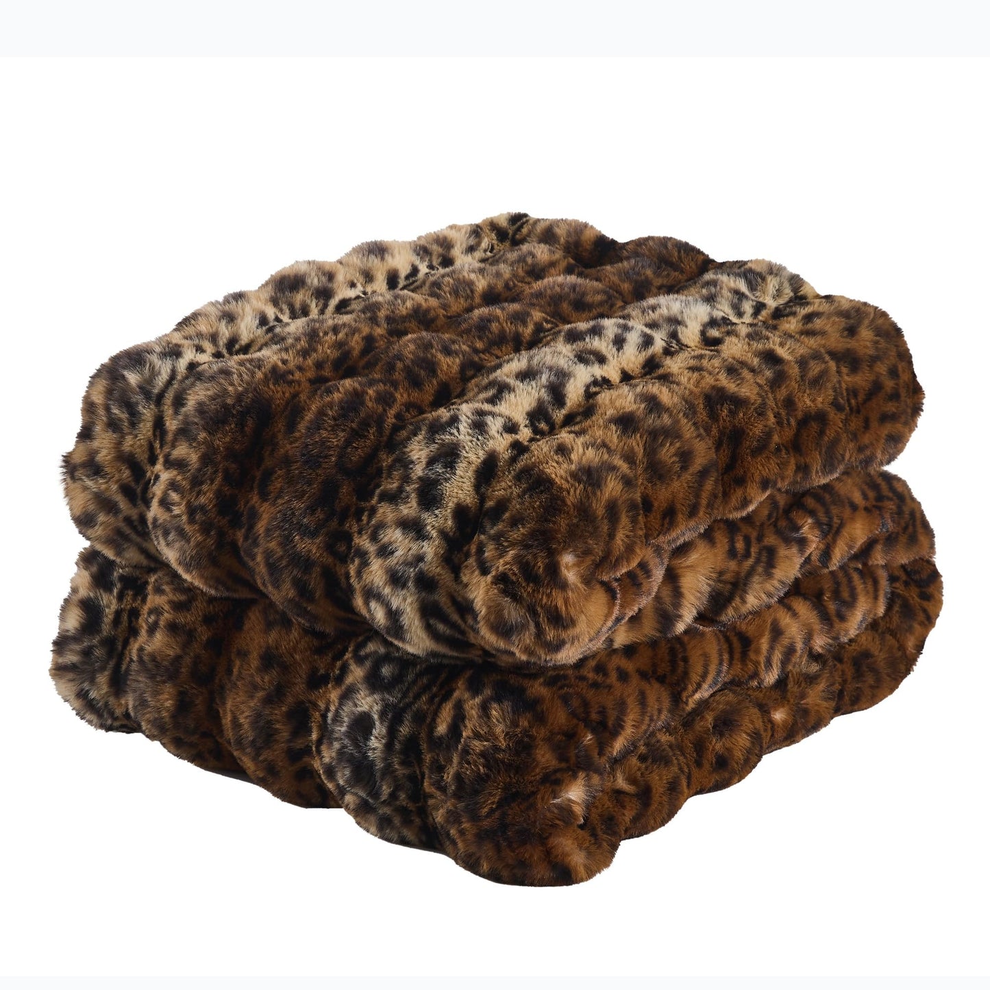 RYNGHIPY Faux Fur Blankets for Couch Bed Fluffy Warm Thick Throw Blanket for Bedroom Living Room Soft Cozy Plush Decorative Bubble Furry Blanket Cheetah Print Blanket (Leopard-Coffee, 51''x63'')