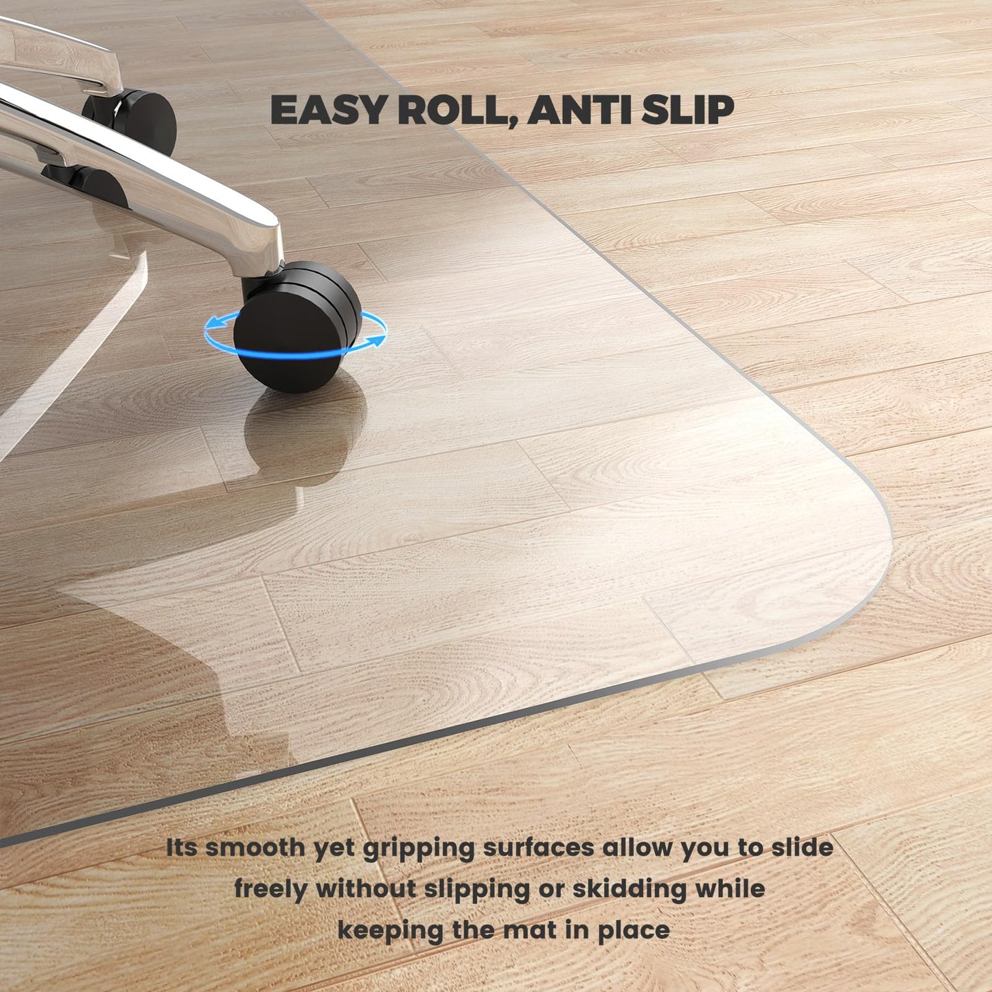 Yecaye Office Chair Mat for Hardwood Floor, Clear Computer Desk Chair Mat, PVC Heavy Duty Floor Protector for Rolling Chairs, 1.7mm Thick Floor Mat (Transparent, 48" x 48" x0.07'')