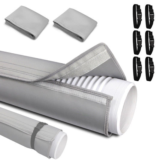 2 Pcs Portable AC Hose Insulation Sleeve - Insulated Cover Wrap for 5"-5.9" Diameter Exhaust Hoses with 6 Adjustable Buckle Straps for Easy Installation, Heat Reduction & Energy Saving