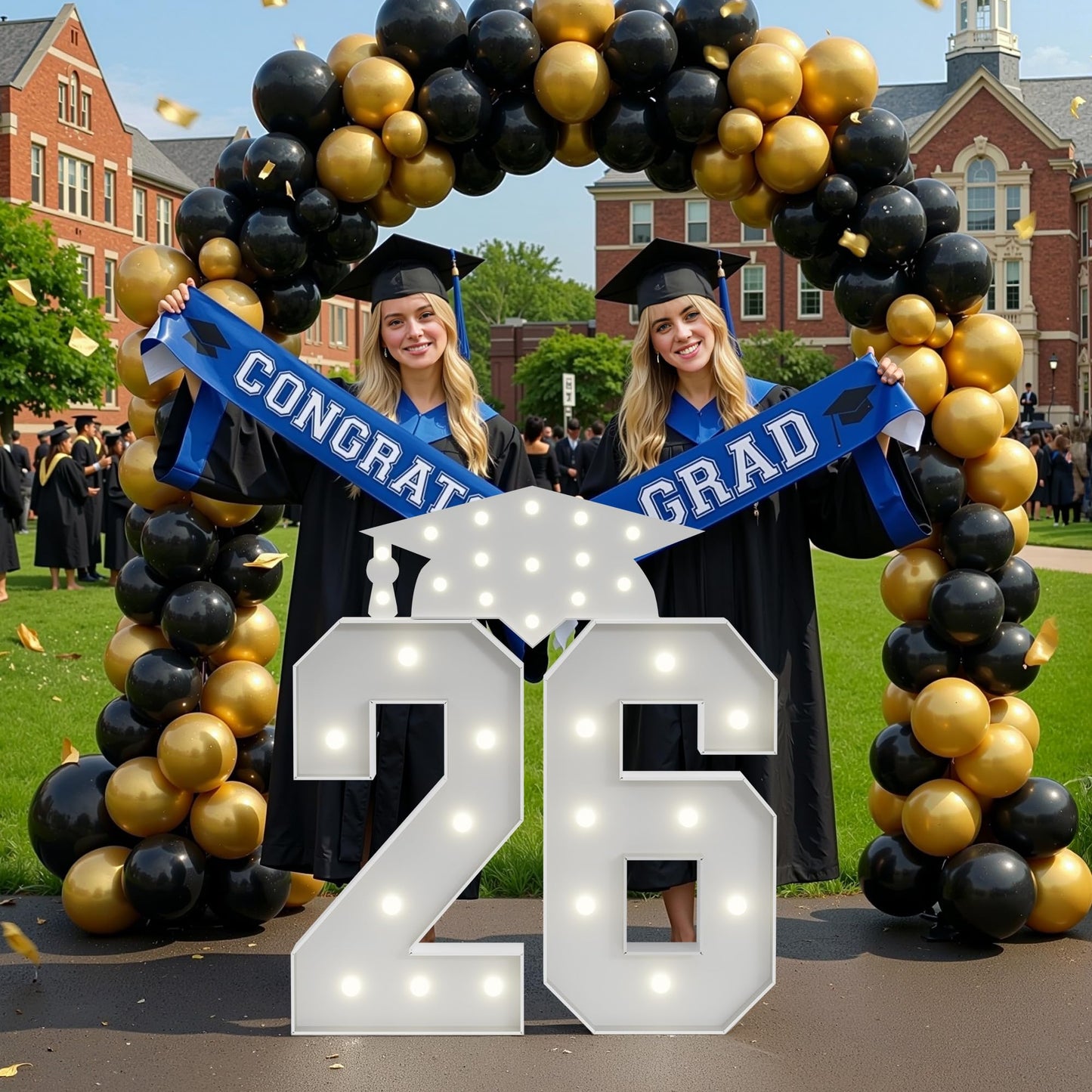 Graduation Decorations Class of 2026 3FT: Marquee Light up Numbers 26 Large Party Decor Graduate Ornaments Balloon Number Sign Kindergarten Preschool Senior High School College Pre-cut Foam Board