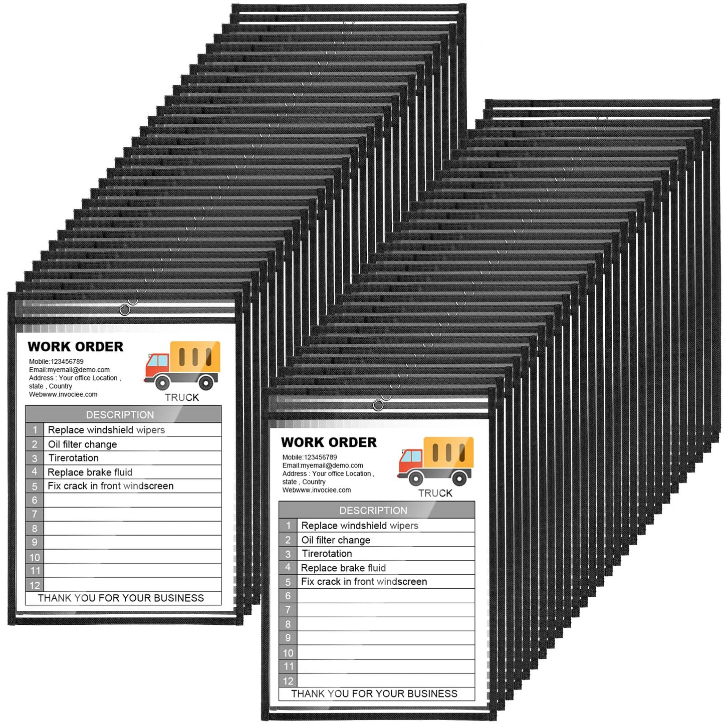 Yunsailing 80 Pack Dry Erase Pockets, Reusable Clear Job Ticket Holders, Plastic Sleeves Shop Ticket Holders Order Sheet Protectors for Work, Office, Classroom Organization(10'' X 14'',Vertical)