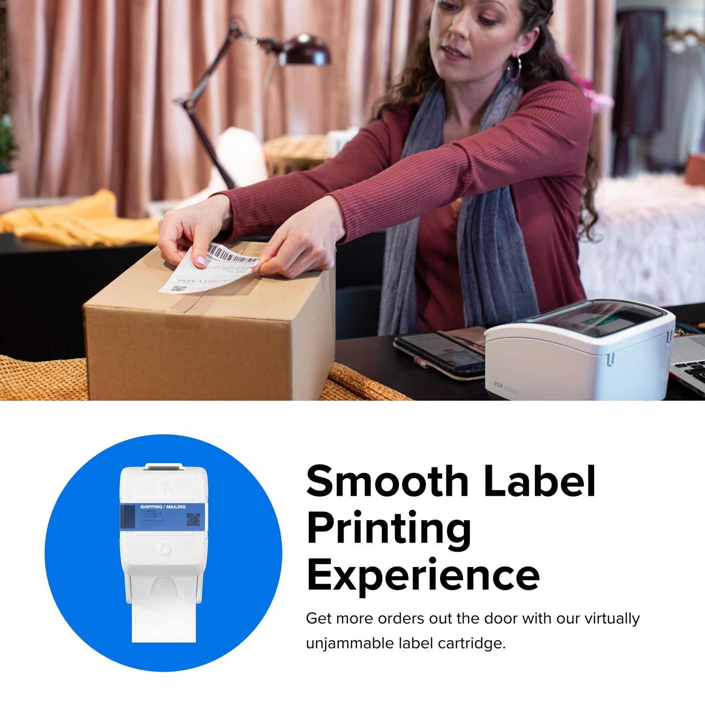 Zebra ZSB Series Labels - Potato Starch-Based Printer Label Paper - Recyclable Cartridge for Stickers - Versatile, Cloud-Based Adhesive - Mailing, 2.25" x 4"