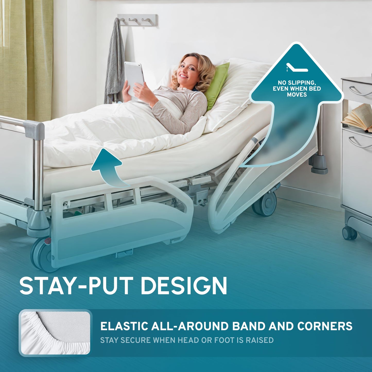 White Classic Fitted Hospital Bed Sheets Set of 3, Cotton Fitted Sheet with 200 Thread Count, Soft Standard Sheets for Hospital Bed Size: 36" x 80" x 9"