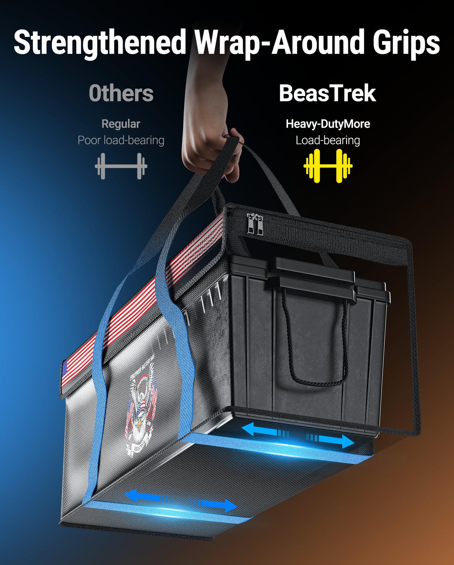 BeasTrek 200AH LiFePO4 Lithium Battery Fireproof Bag,Large Capacity Explosion-proof Lipo Battery Safe Bag for Charging and Storage,Compatible with LiTime and Renogy(21.9 * 9 * 9.4in)