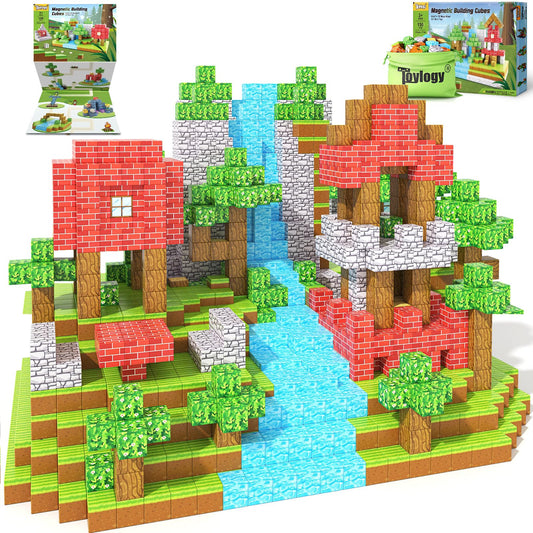 150PCS Magnetic Blocks-Build Mine Magnet World Forest Edition Kids Games for Boys&Girls Age 3-5 4-8 6-8, Magnetic Sensory STEM Toys Tiles for Toddlers Gifts for 3+ Years Old Ideal Construction Toys
