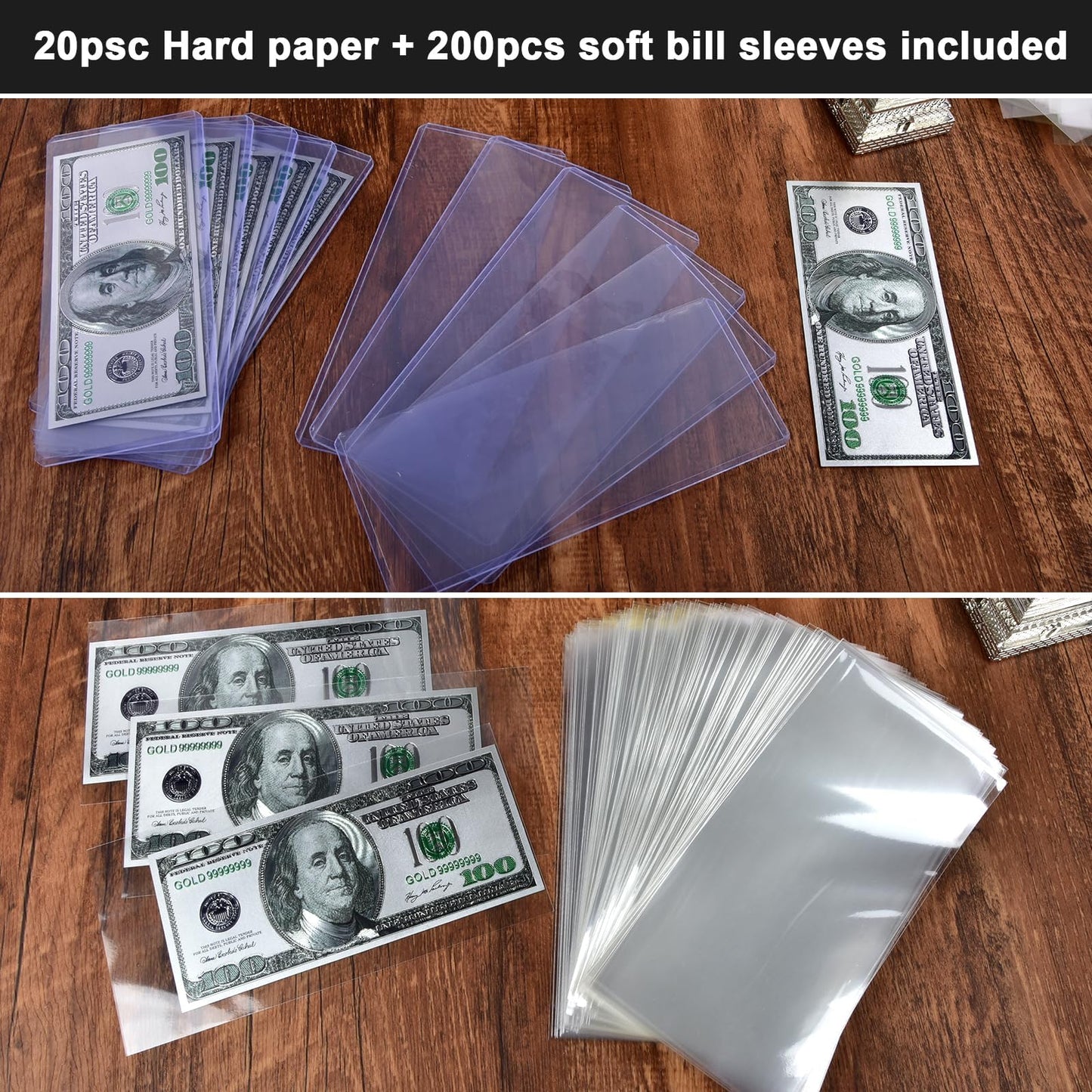 FULLCASE Coins Collector Case Holder Coin Capsules 46mm with 6 Sizes Foam Gasket (141 Pcs), Hard Paper Currency Sleeves (20 Pcs), Soft Dollar Bill Sleeves (200 Pcs) Storage Organizer Box (Black)