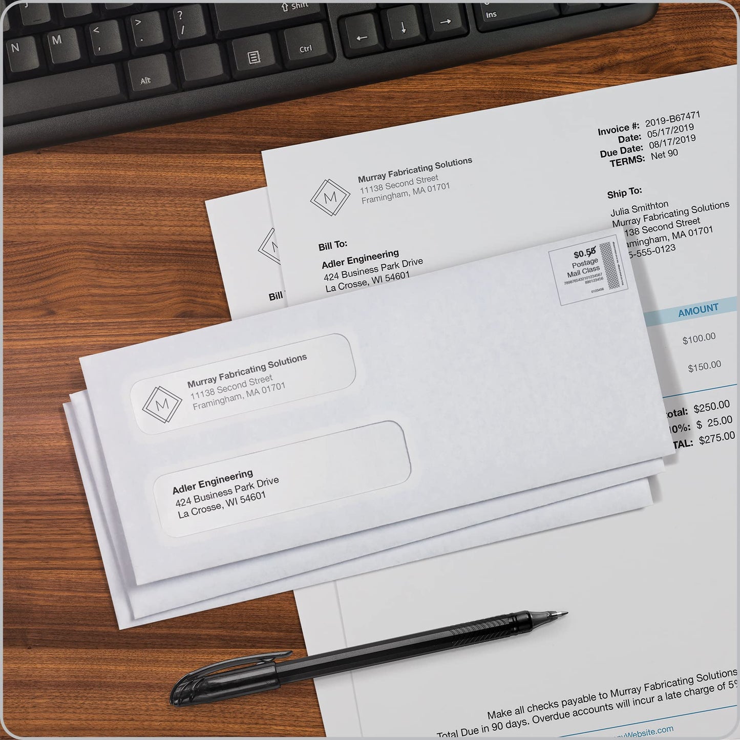 Columbian #10 Security Envelopes, 500 Pack, Double Window Self Seal Envelopes for Invoices, QuickBooks Checks and Business Mailings, 4-1/8 x 9-1/2 Inches, Durable 24 lb White Paper