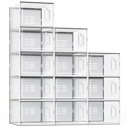 SEE SPRING X-Large Shoe Storage Box Fit Size 11, Clear Plastic Stackable Shoe Organizer for Closet, Space Saving Sneaker Shoe Rack Containers Bins Holders for Entryway, 12 Pack Clear