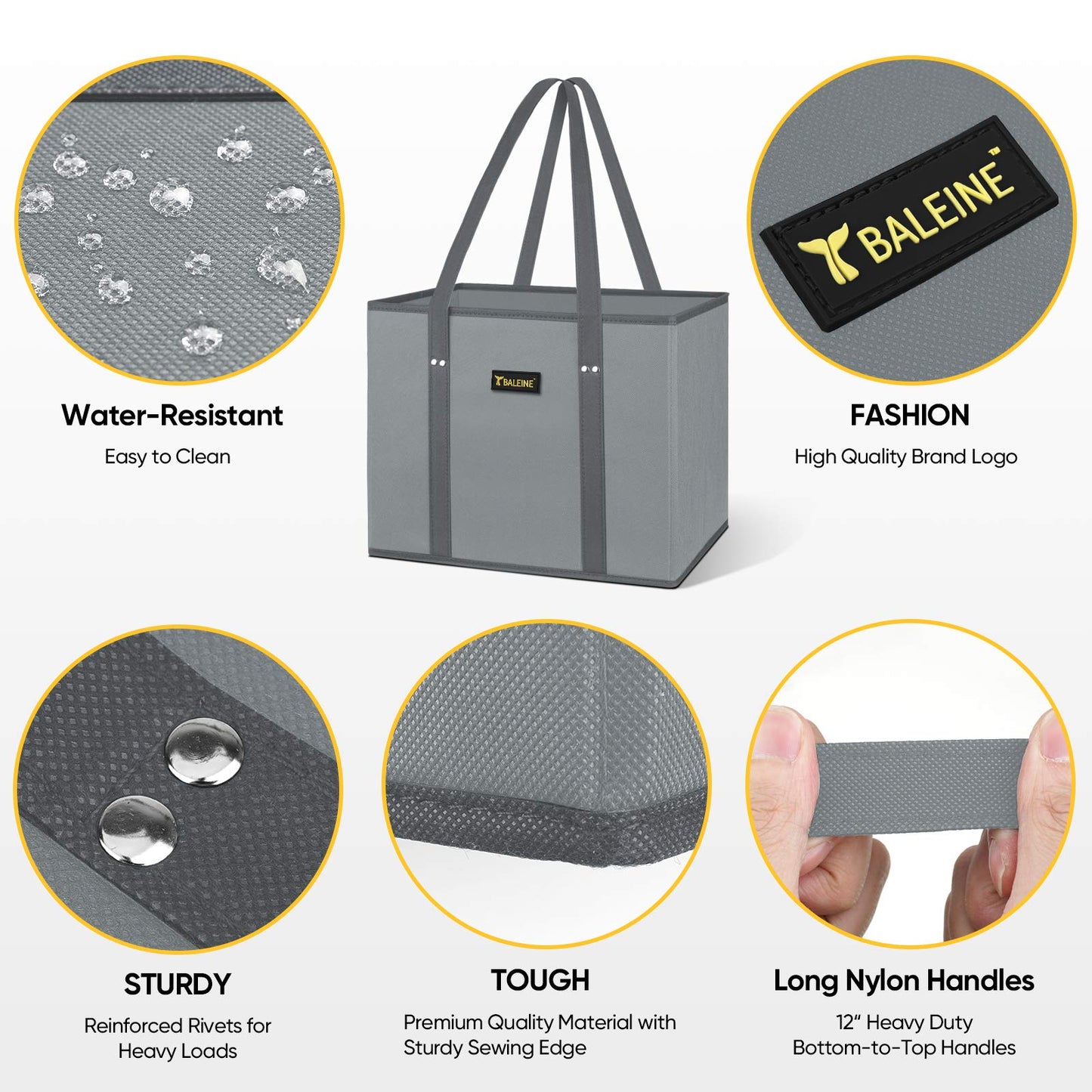 BALEINE 3Pk Reusable Grocery Bags, Foldable Shopping Bags for Groceries with Reinforced Bottom & Handles (Blossom Season)