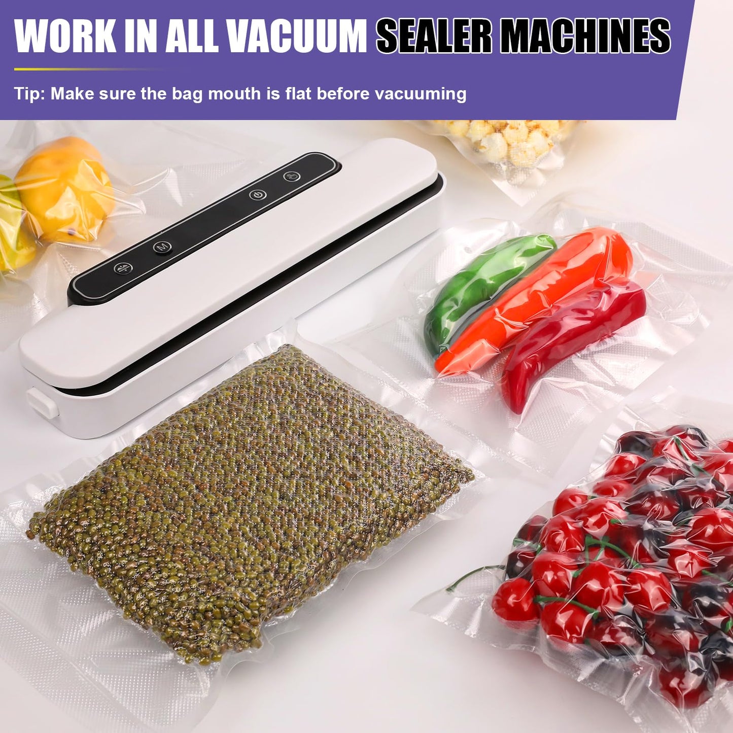 CAREGY Vacuum Sealer Bags 400 Quart 8" x 12" with BPA Free for Food Storage Meal Prep or Sous Vide