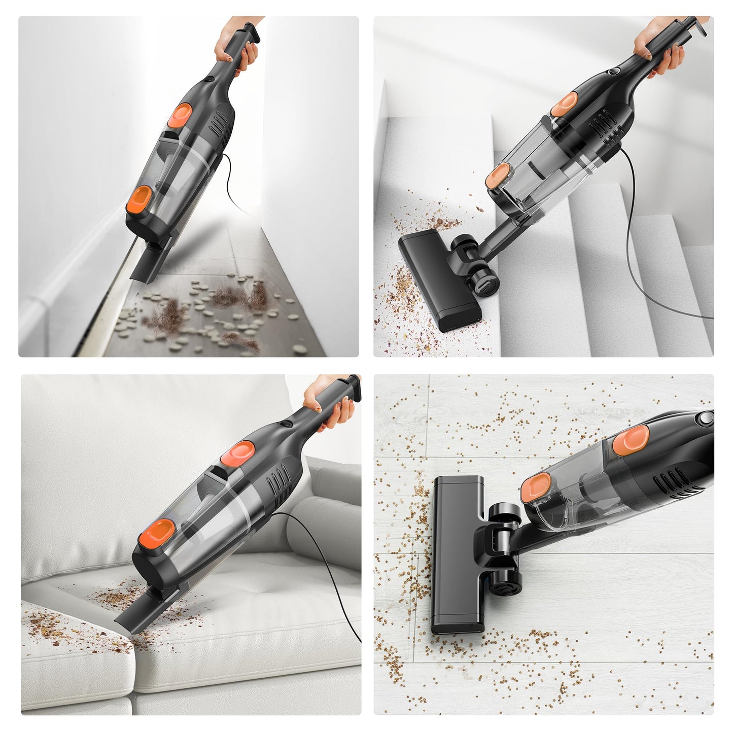 Vazone R6X Corded Stick Vacuum Cleaners for Home, 20Kpa Powerful Suction Stick Vacuum with 16Ft Cord, 2 in 1 Lightweight Handheld Vacuum Cleaner for Hardwood Floor Pet Hair