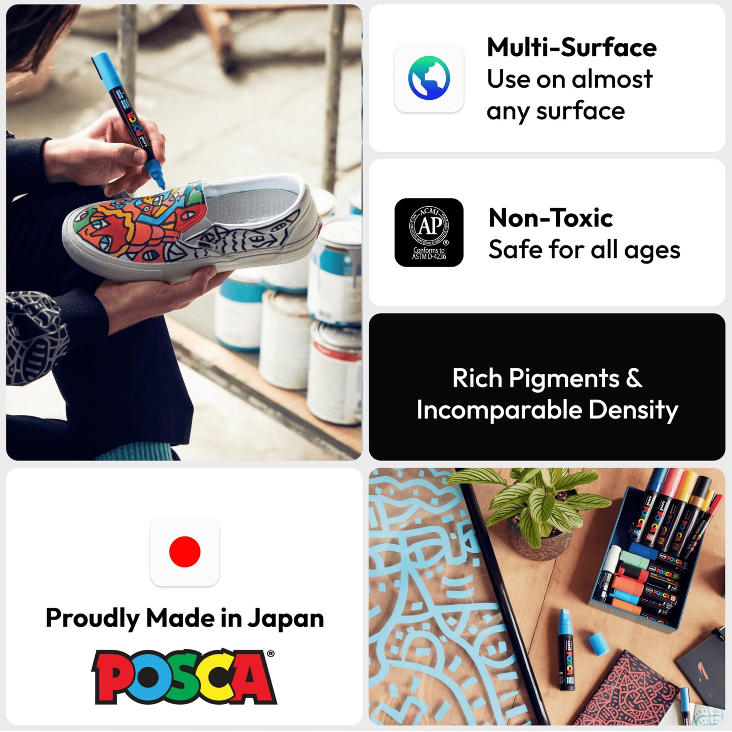 Uni Posca Paint Marker PC-5M Medium Bullet Standard Colors Set of 16
