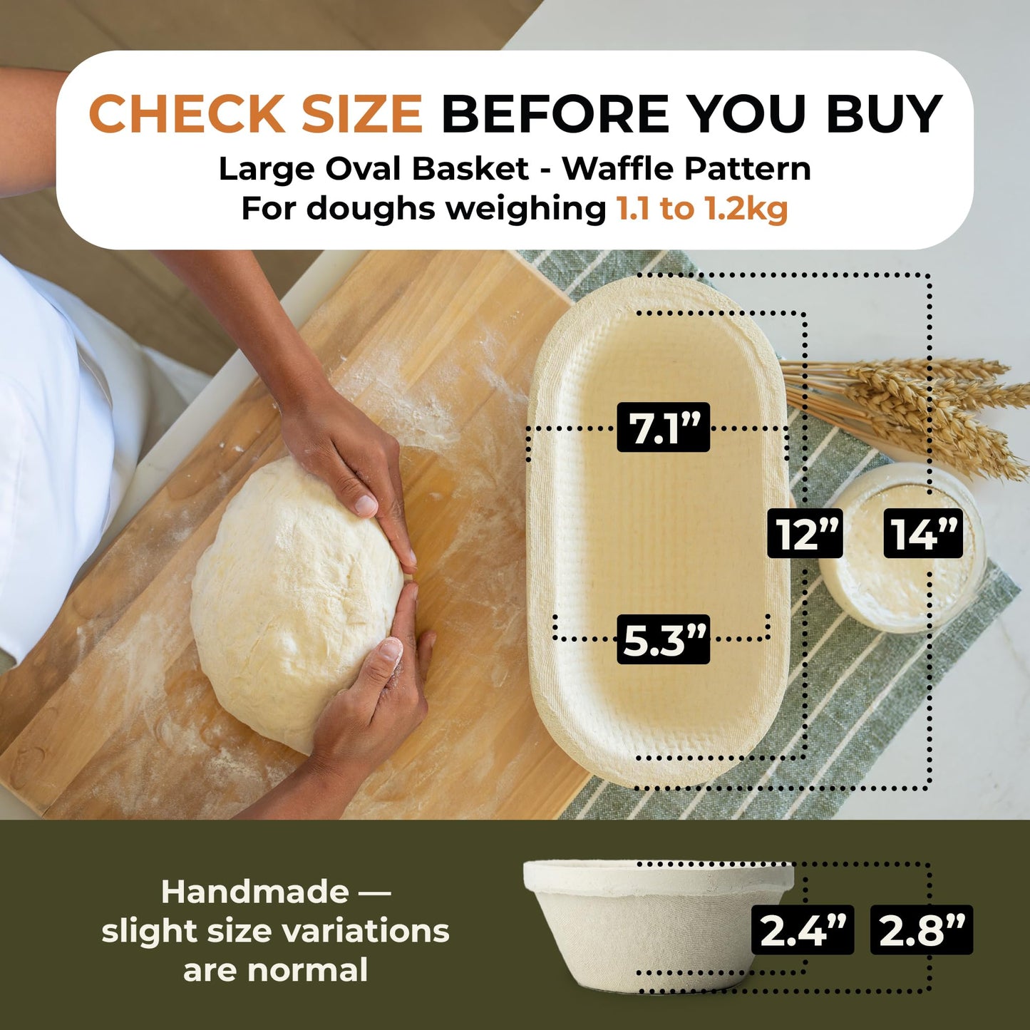 Bulka Oval 750g Groove Banneton Bread Proofing Basket Pressed Wood Pulp, Sourdough Proofing Basket - Non-Stick Batard Brotform Sourdough Bread Baking Supplies, Made in Germany.