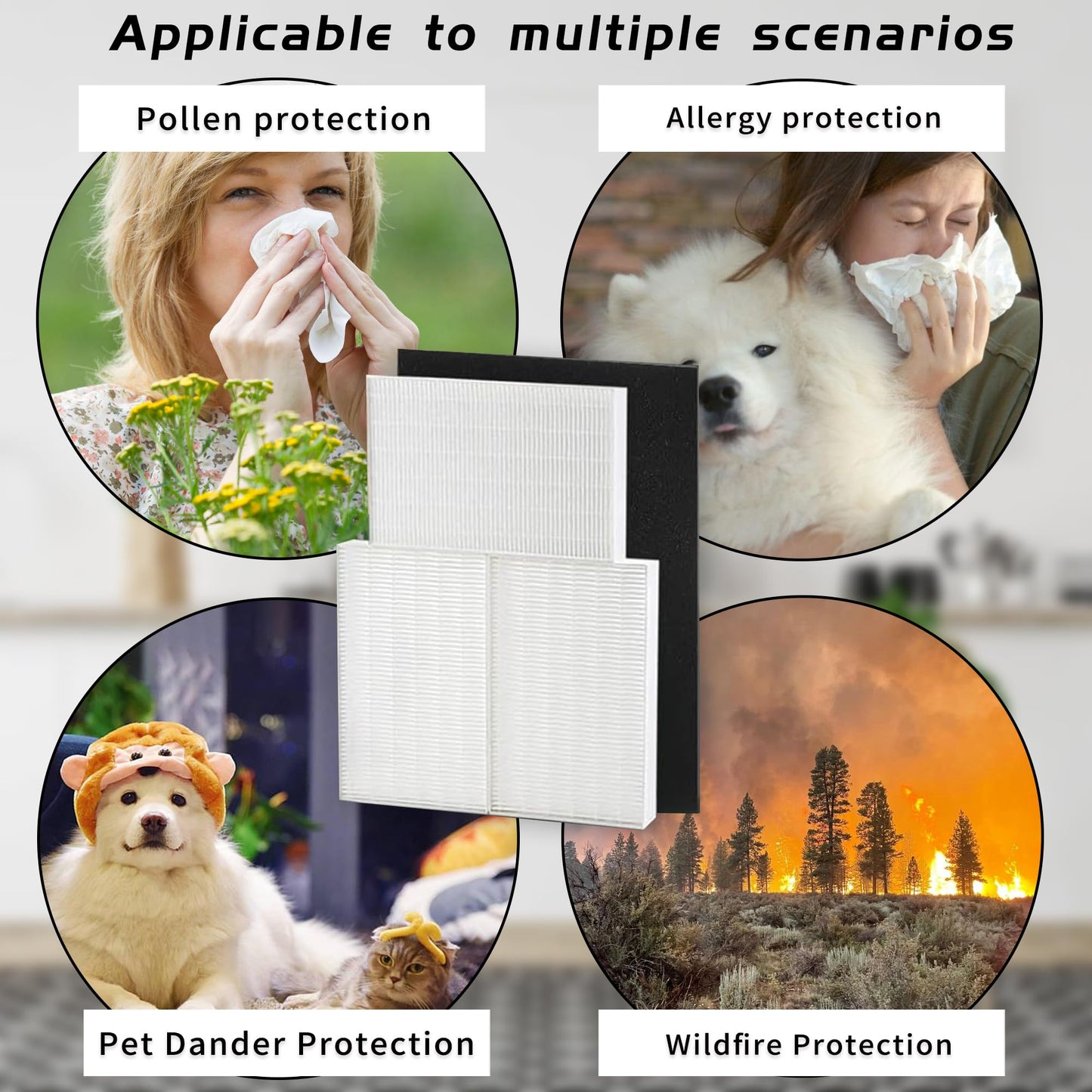Musslan 6 Pack HPA300 HEPA Filter Replacement R with 8 Pack Activated Carbon Filter A Compatible with Honeywell Air Purifier HPA300, HPA304, HPA200, HPA3300 and HPA5300 Series