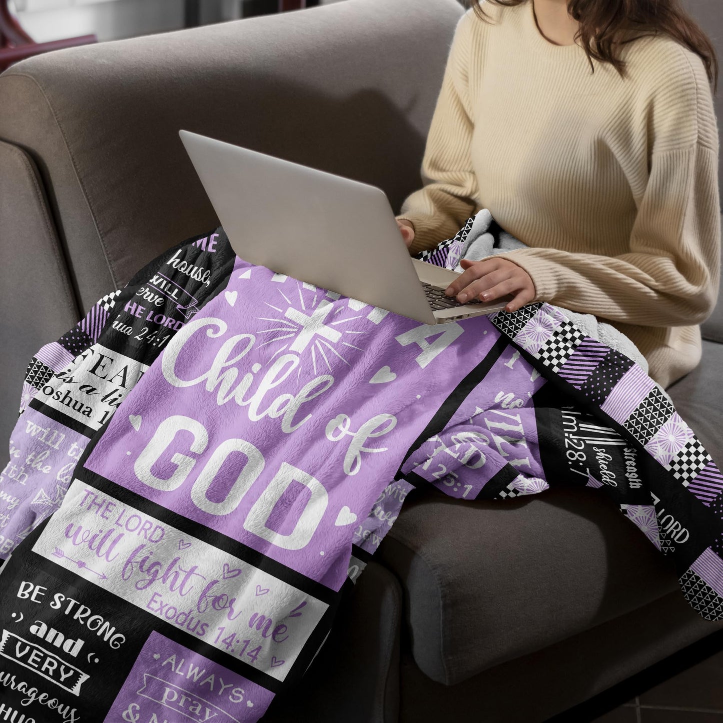 CUJUYO Christian Gifts for Women Blanket 60"x50" - Inspirational Religious Birthday Gifts - Baptism Confirmation Gifts for Girls - Catholic Spiritual Gifts for Women - Bible Verse Christian Blankets
