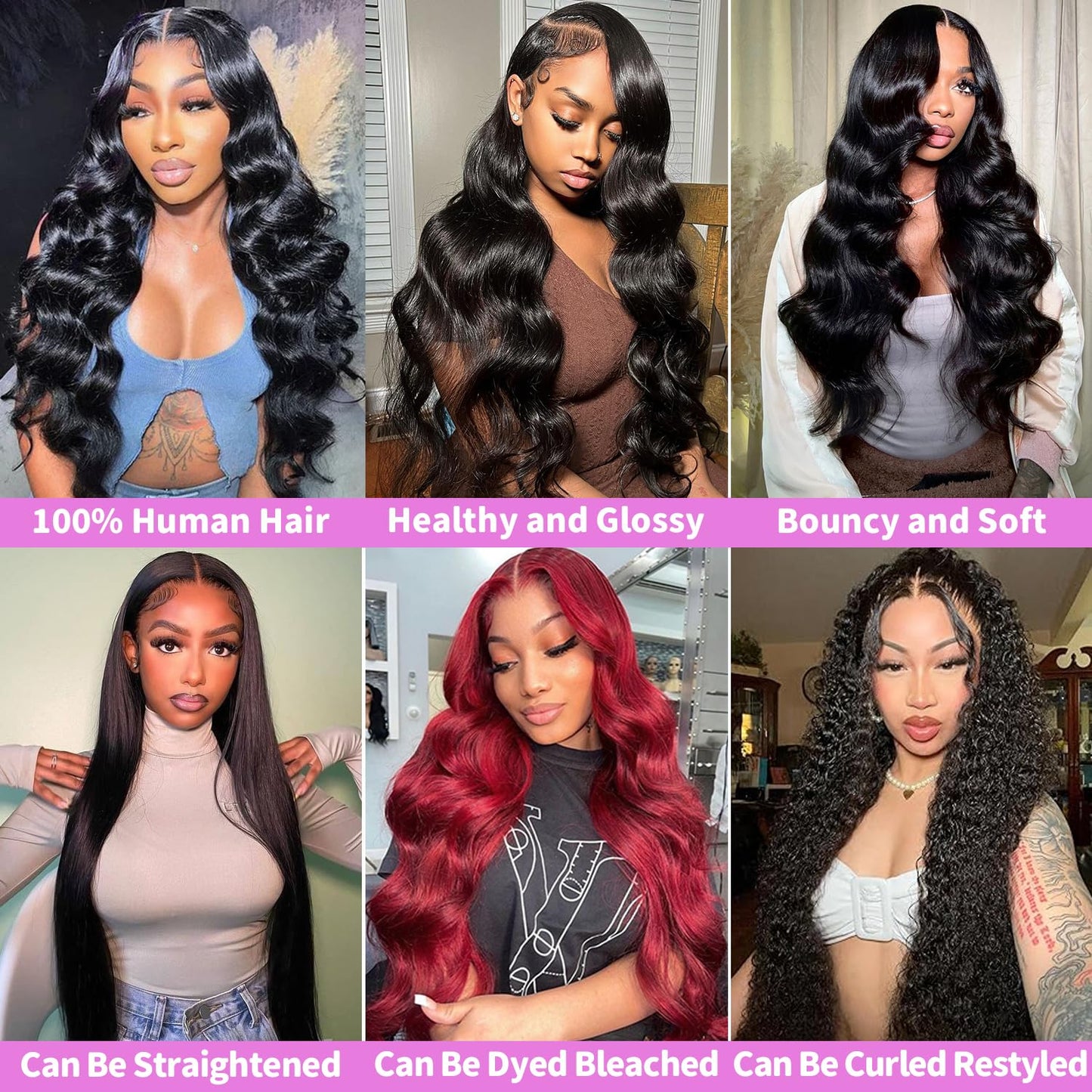12A Human Hair Bundles 18 20 22 24 Inch Body Wave Bundles Human Hair 100% Unprocessed Brazilian Virgin Hair Body Wave 4 bundles Deals Human Hair Extensions Quick Weave For Black Women Natural Black
