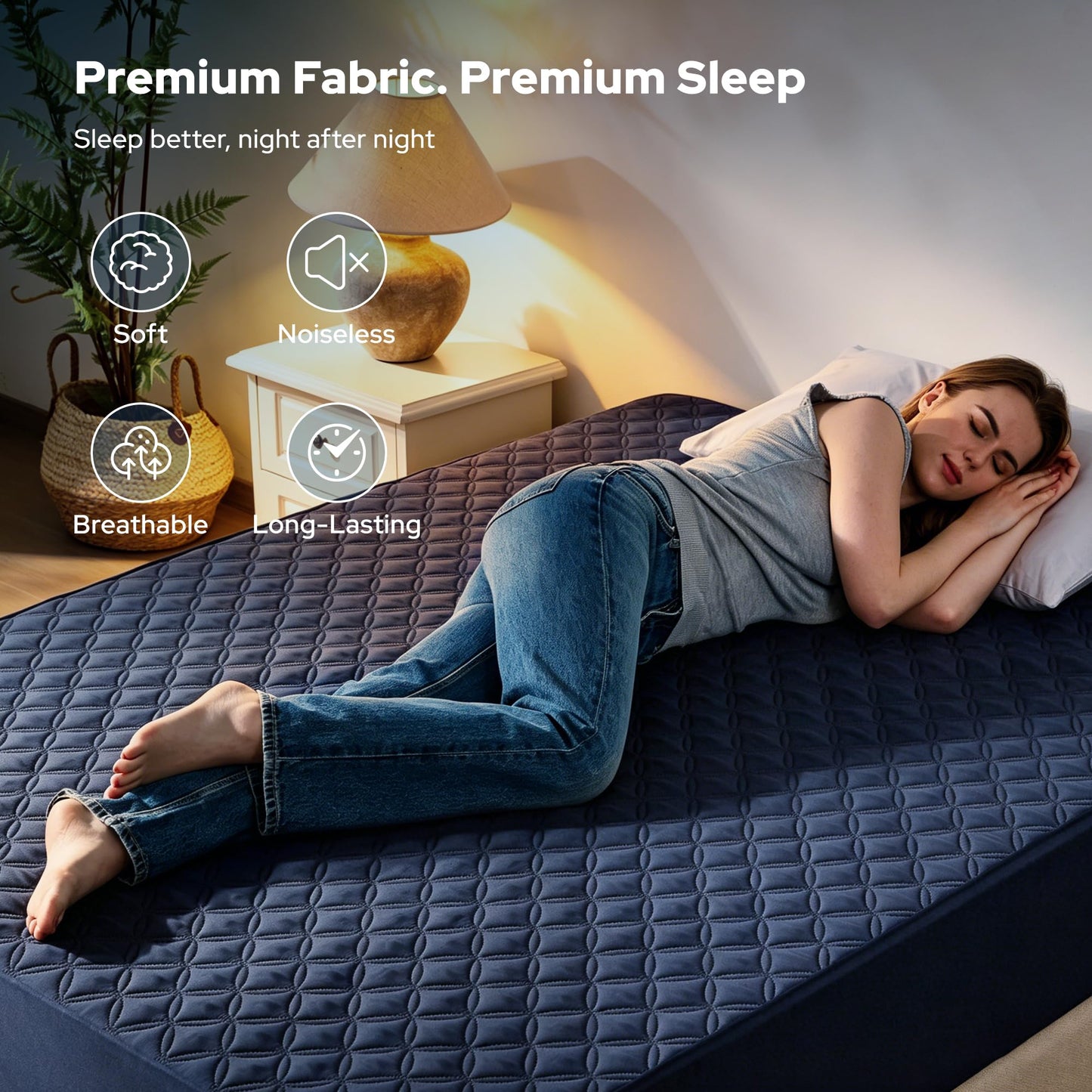 BEDLORE 2 Pack Waterproof Mattress Protector, Queen Size Pad Noiseless with Deep Pocket Fitted for 6"-18", Soft Breathable Dirt Proof Bed Mattress Cover Washable for Home, Bedroom, Hotel (Navy Blue)
