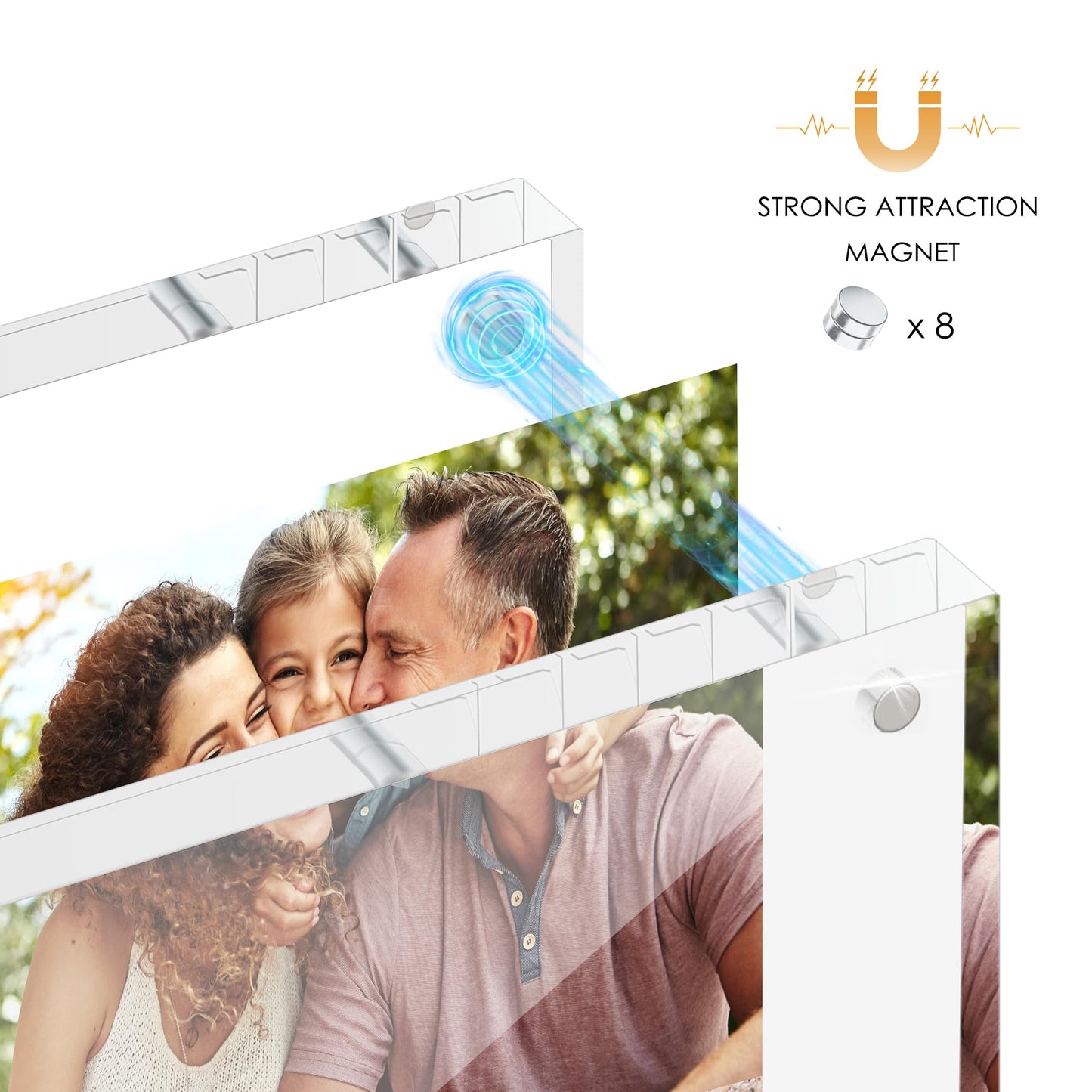 Fisnish 4x6 Acrylic Picture Frame Set of 6, 20mm Thick, Double-Sided Transparent Magnetic Frameless Photo Frame, Desktop Freestanding Display for Office or Home Decor