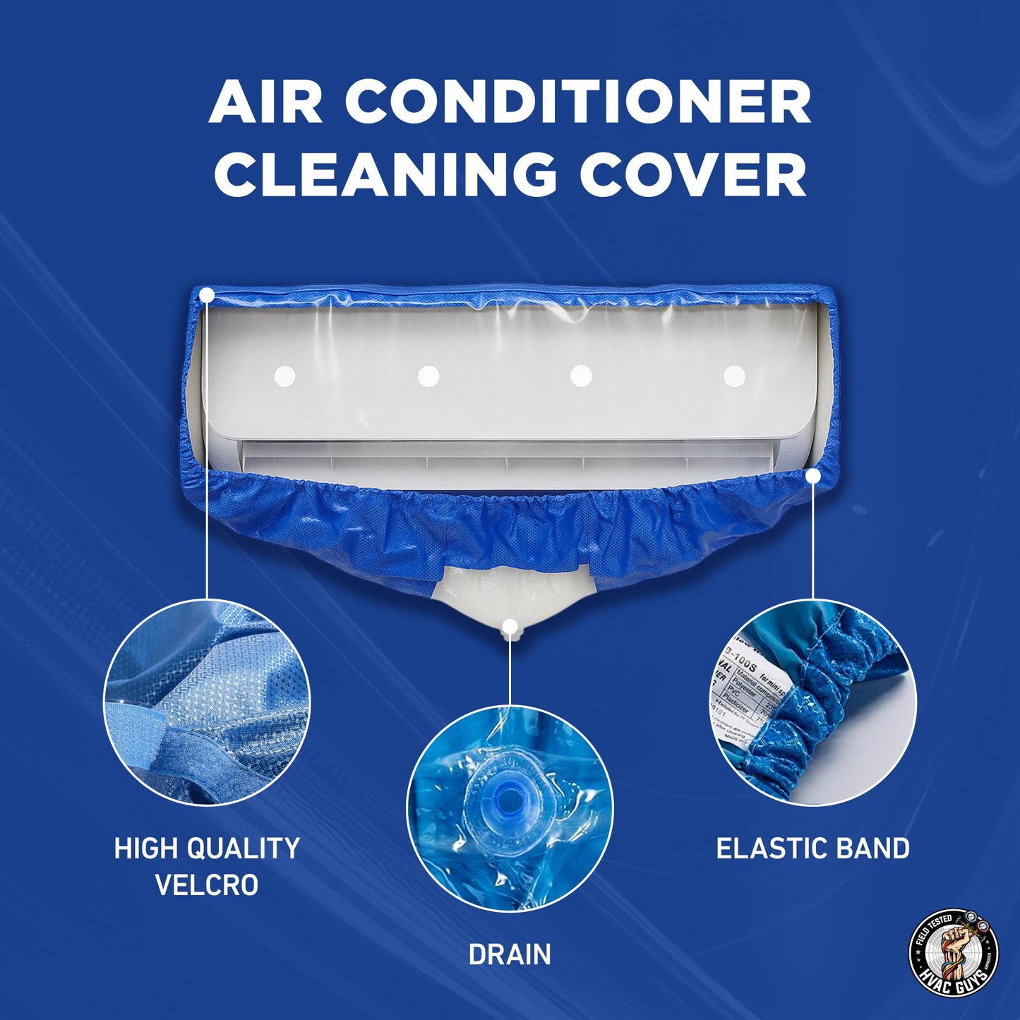 Mini Split Cleaning Bag | 360 Waterproof Design | Fits Systems 27in - 39in Long | Mini Split Cleaning Kit Includes Overspray Guards and Drain Hose