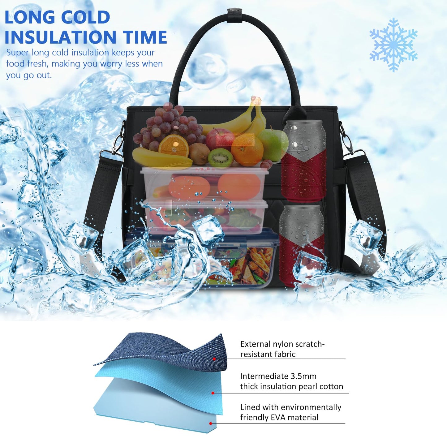 MIYCOO Lunch Bag Lunch Box Women - Leakproof Insulated Lunch Cooler Bag for Men Women - Large Lunch Tote Bags Adults, Black