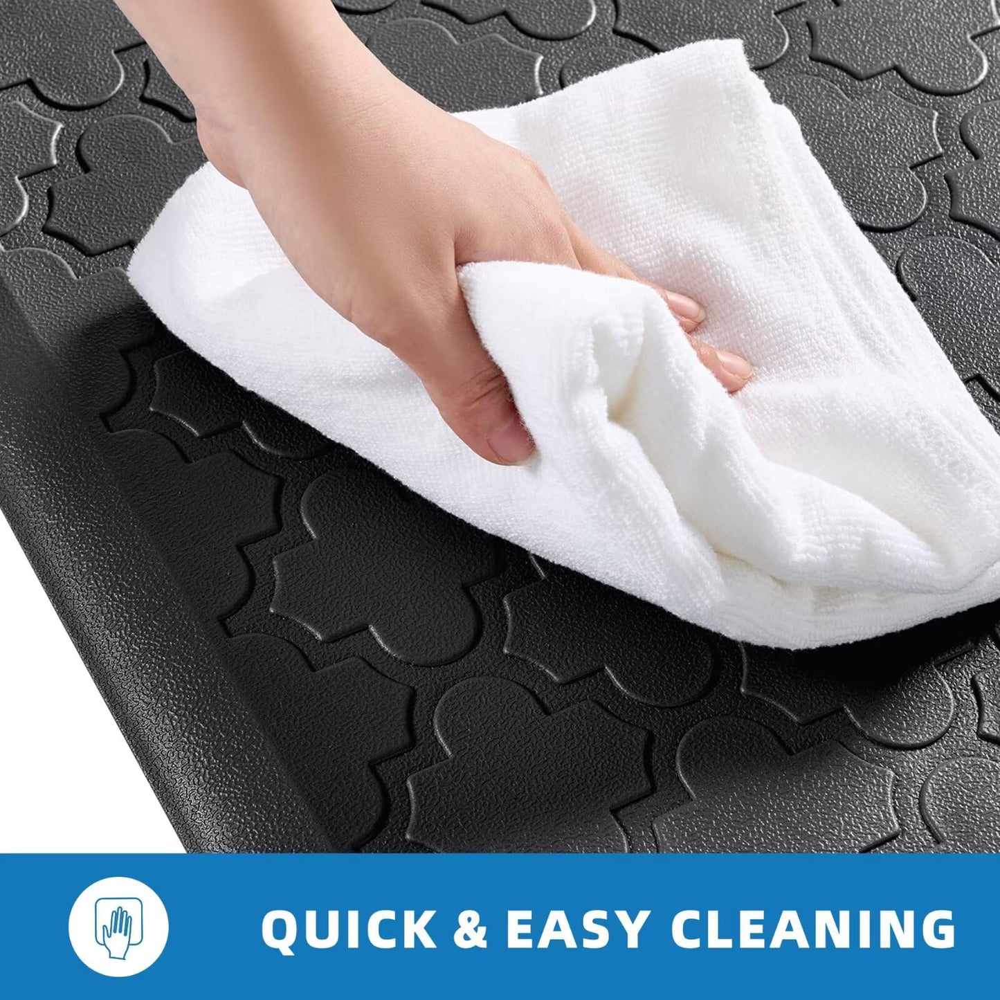 StepAura Kitchen Mats for Floor 2 Piece - Anti Fatigue Mats for Kitchen Floor - Non Slip Cushioned Rugs for Standing, Office, Sink, Laundry, Black