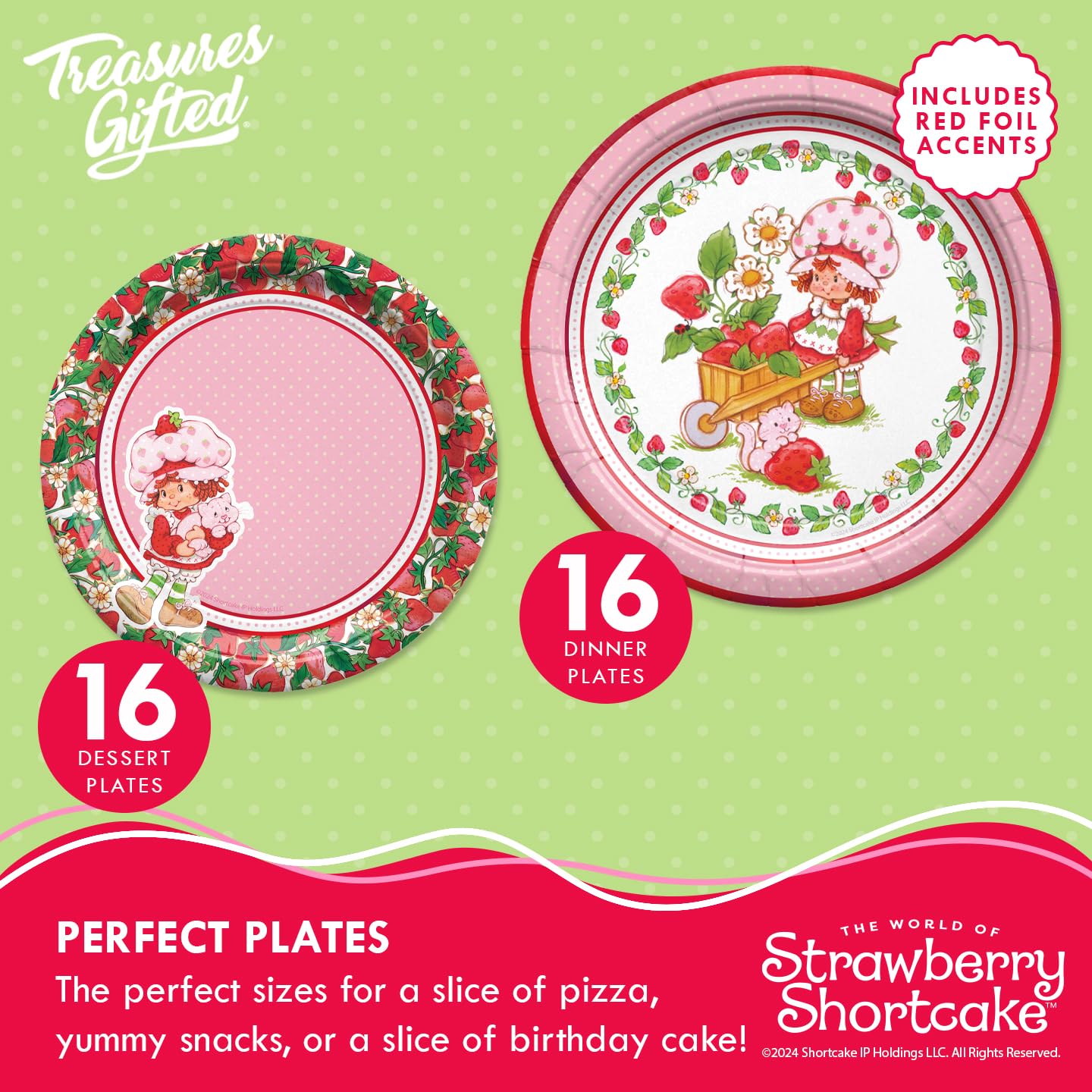 Treasures Gifted Officially Licensed Strawberry Shortcake Decorations - Serves 16 Guests - Complete Set Strawberry Shortcake Baby Shower Decorations - Birthday Party Supplies Accessories