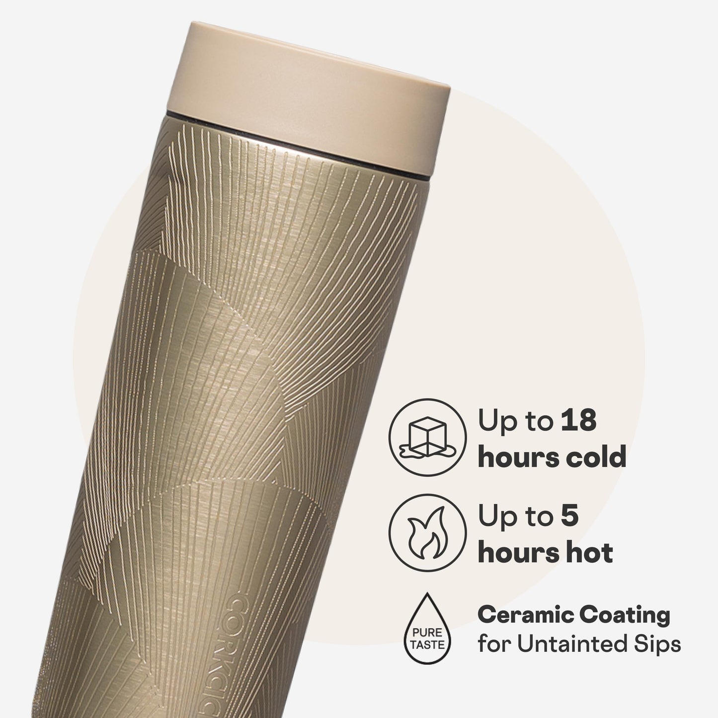 Corkcicle Commuter Cup Travel Mug - Insulated Coffee Mug with Lid - Keeps Drinks Cold 18 Hours - 360° Spill-Proof Sip Lid - Holiday Gift - Great for Gifting Warmth - 17 oz - Champagne Dreams