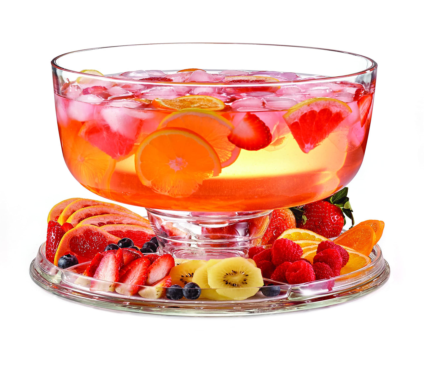 Royalty Art Glass Cake Stand with Dome – 6-in-1 Convertible Cake Plate, Punch Bowl & Chip and Dip Server, Pedestal Dessert Display – Italian Made Glass – Dishwasher Safe