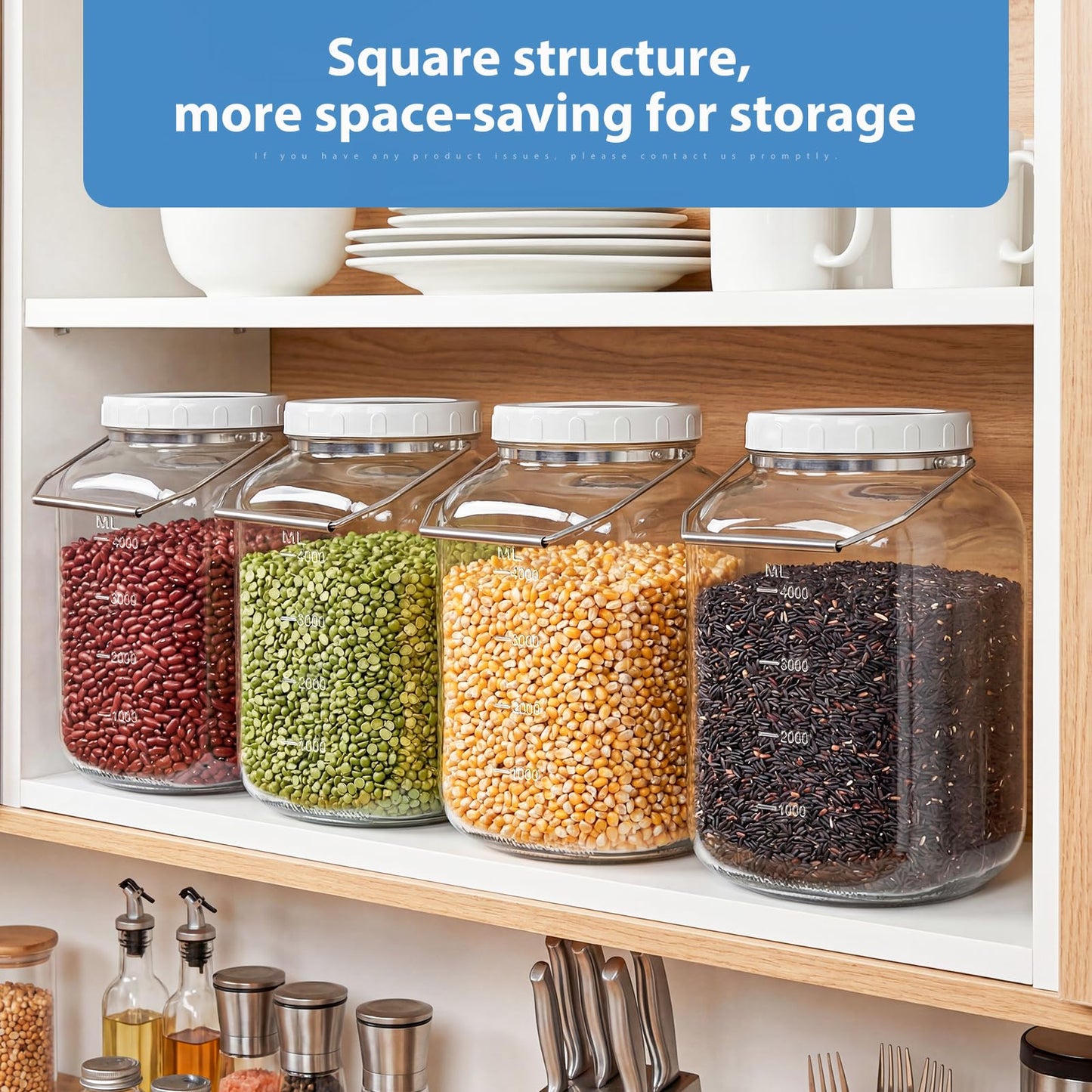 1.5 Gallon Glass Jar with airtight Lid, 2 Pack Wide Mouth Mason Jars with Sturdy Handle, Storage Containers with 2 Clear Scales(192 fl Oz/5700ML), Large Glass Jar for Pickling, Canning, Storage