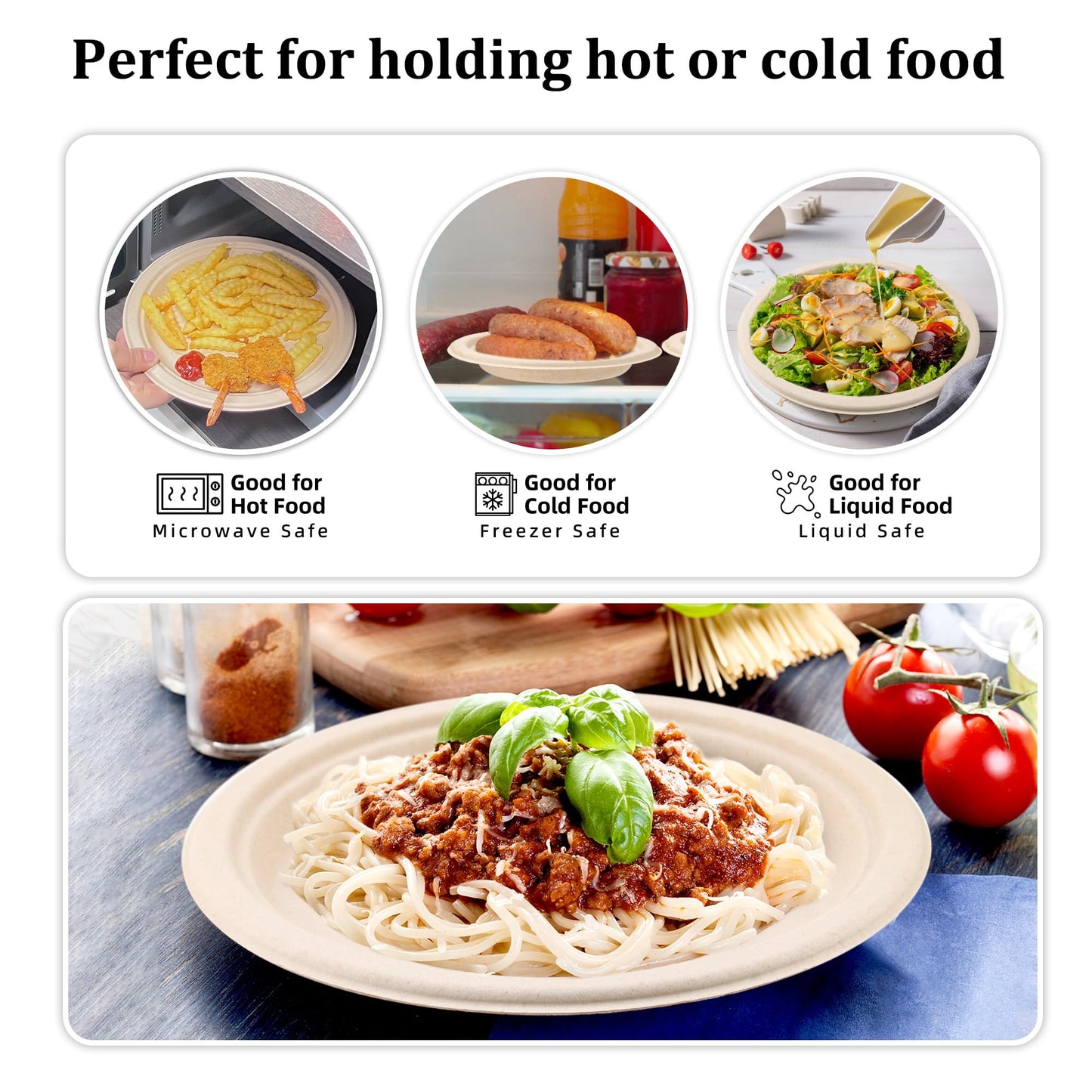 FEHHTO Compostable Paper Plates Set, 250PCS Disposable Heavy-Duty Sugarcane Plate and Eco-Friendly Utensil Biodegradable Dinnerware Plates, Extra Long Forks & Knives & Spoons for Party