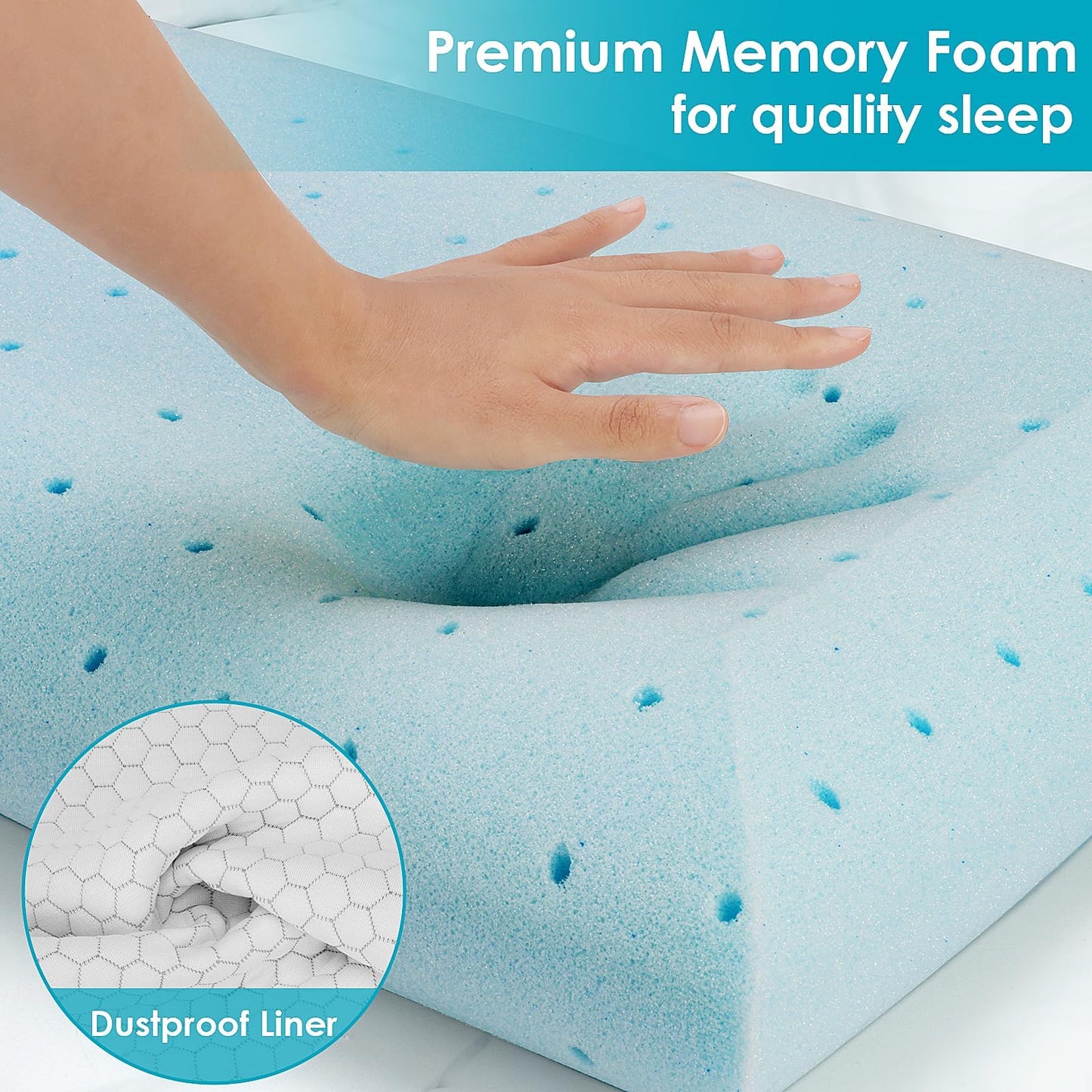 CushyOasis 2 Pack Memory Foam Pillows for Side, Back and Stomach Sleepers, Bed Pillow with Washable Cover and Breathable Mesh, Bed Pillow for Sleeping, Grey，Standard Size