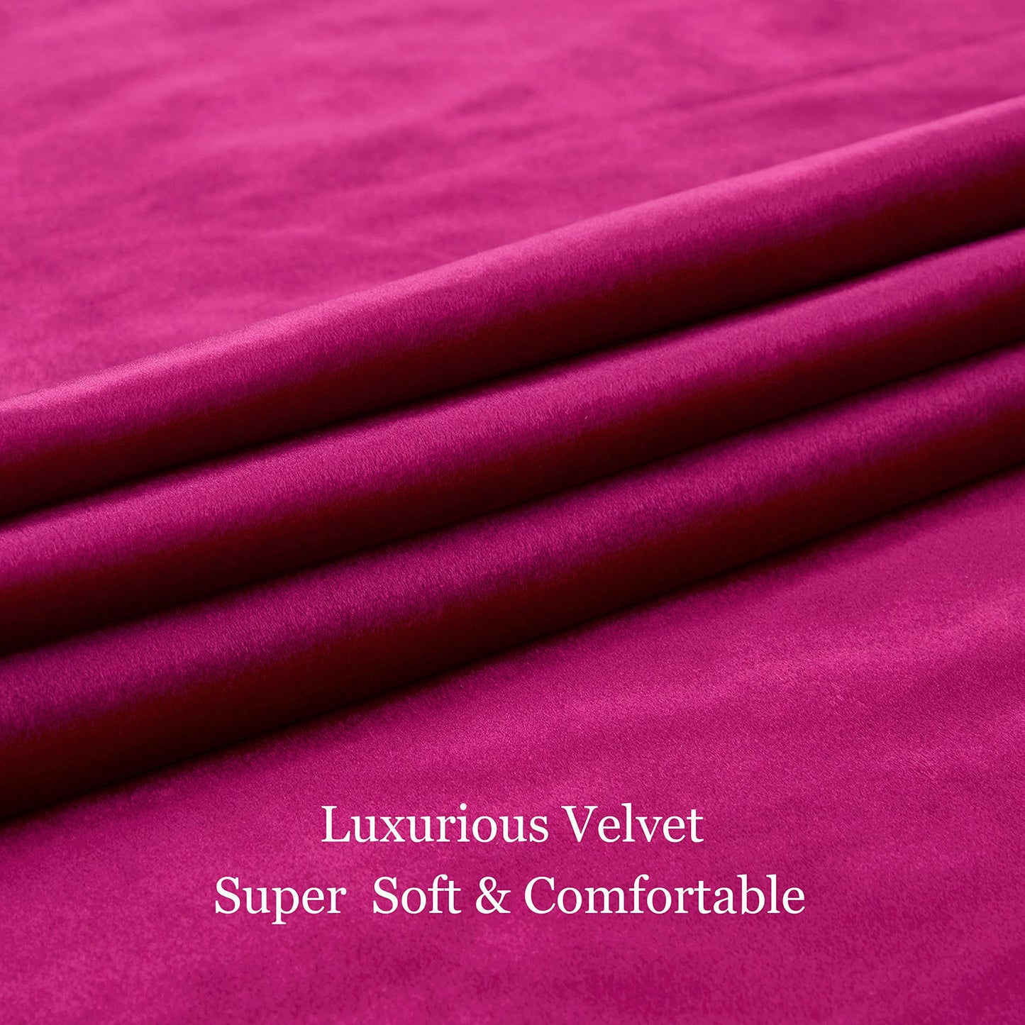 BULBUL Living Room Polyester Velvet Window Curtains 84 inch Length- 2 Panels Hot Pink Blackout Window Drapes Curtain Thermal Insulated Room Darkening Decor Grommet Curtains for Bedroom